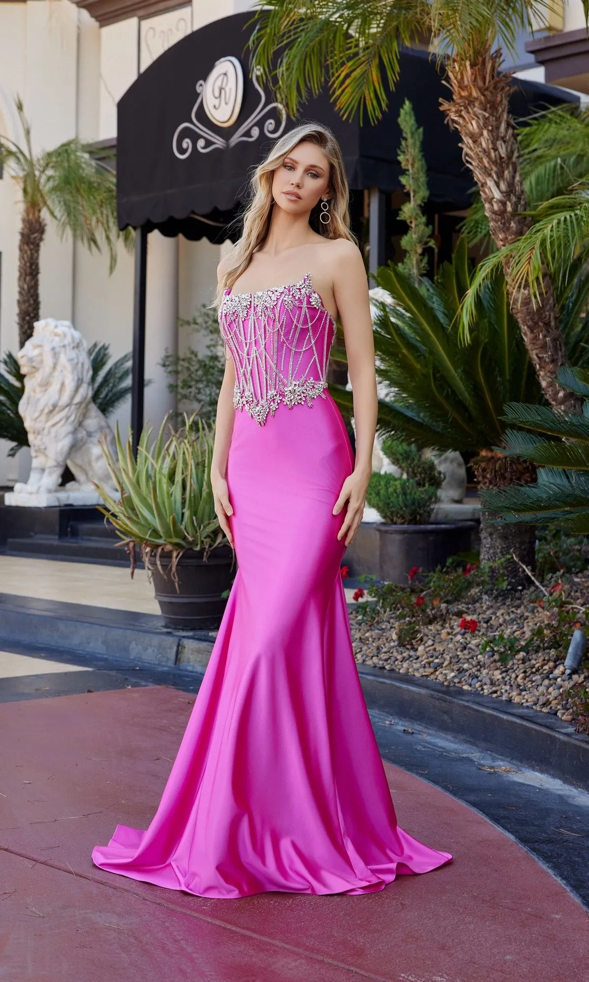 Strapless Long Satin Prom Dress: Nox Anabel E1901 sold by PromGirl product image thumbnail 3