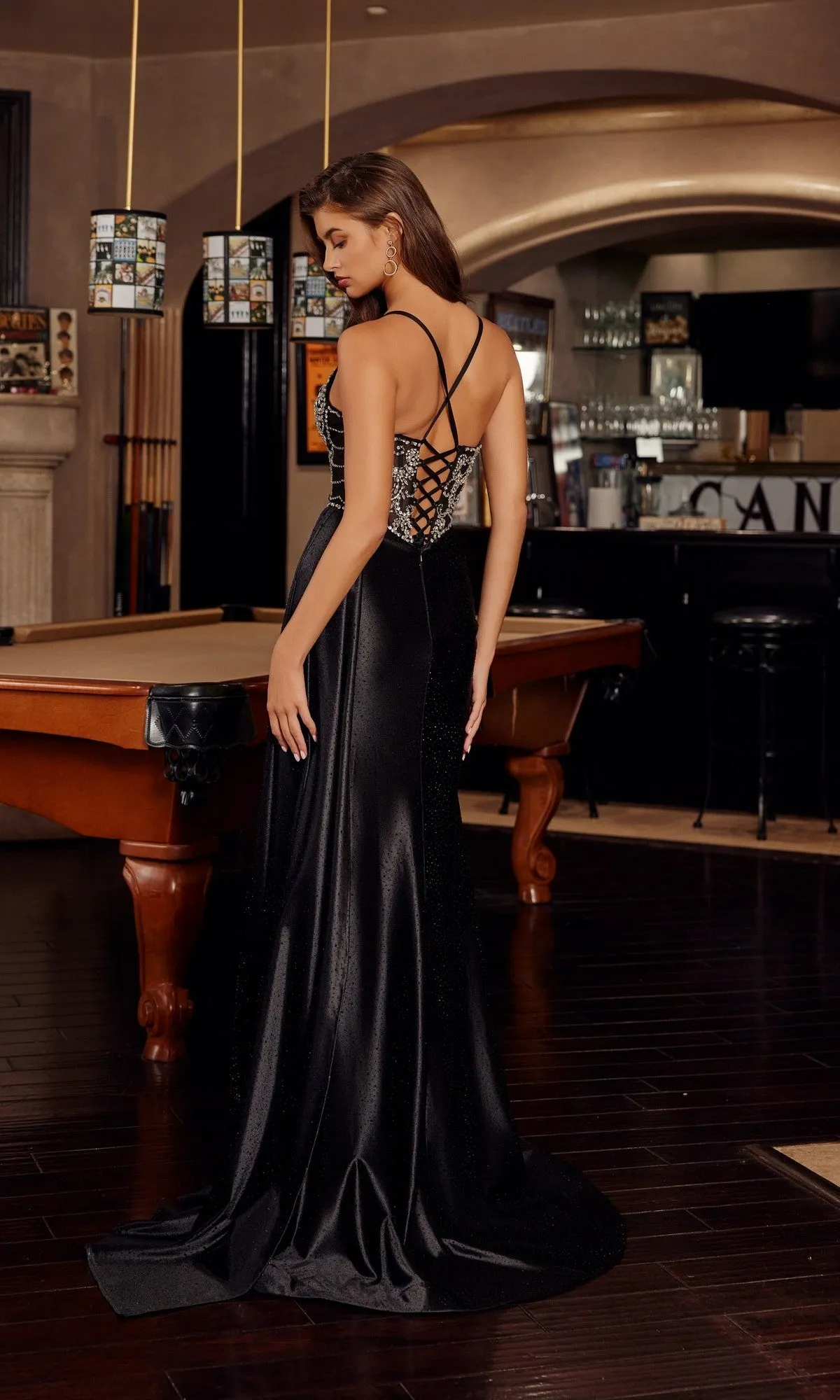 Side-Sash Long Satin Prom Dress: Nox Anabel C1852 sold by PromGirl product image thumbnail 2