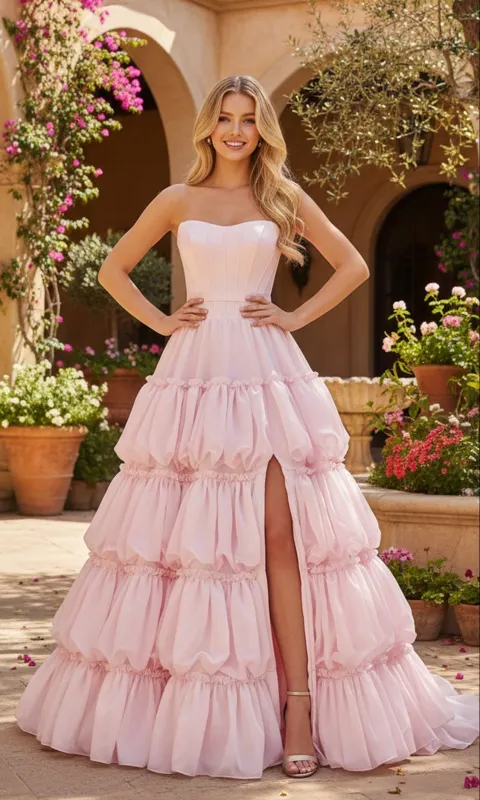 Tiered Prom Ball Gown: PromGirl Exclusive 250240B sold by PromGirl