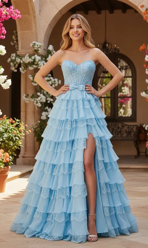 Chiffon and Lace Prom Gown: PromGirl Exclusive 250238 sold by PromGirl