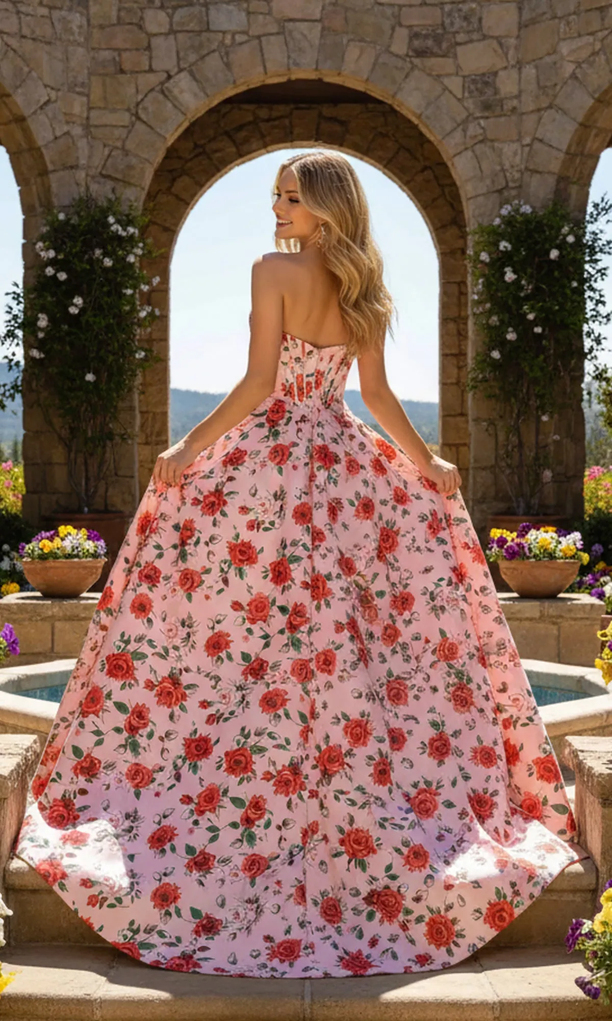 Floral-Print Prom Ball Gown: PromGirl Exclusive 250229 sold by PromGirl product image thumbnail 4