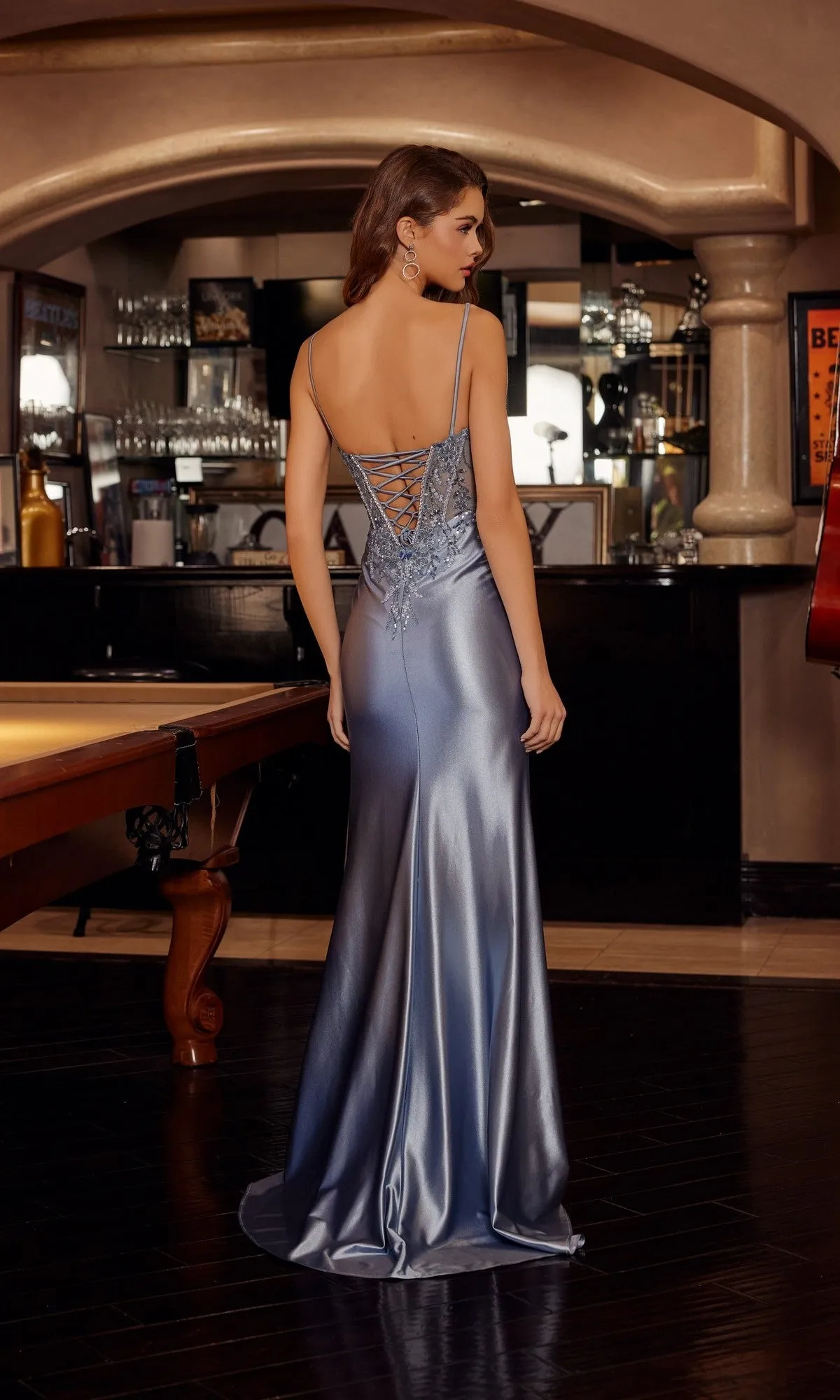Beaded-Corset Long Prom Dress: Nox Anabel D1766 sold by PromGirl product image thumbnail 2