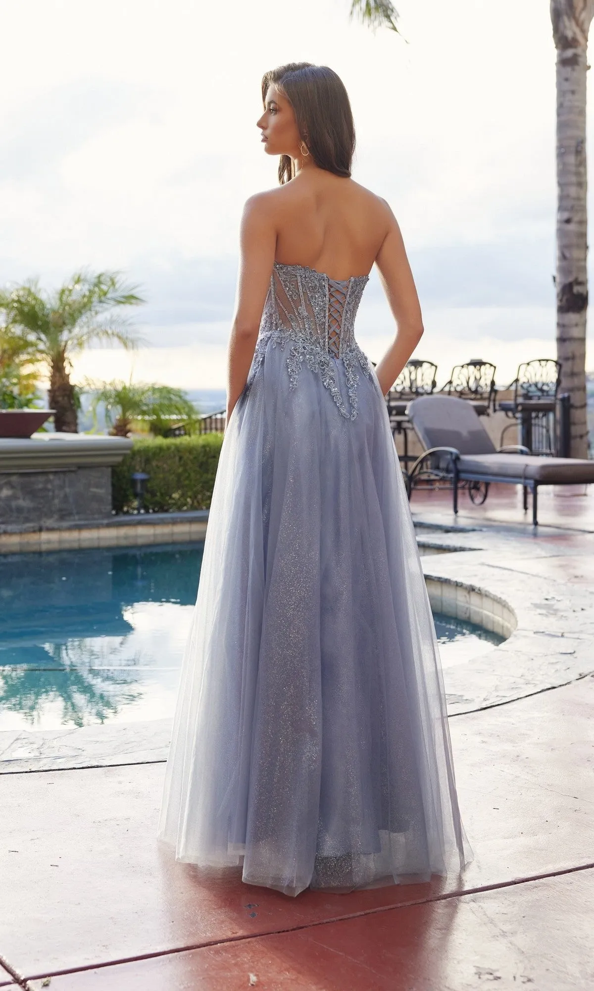 Lace-Corset Strapless Prom Dress: Nox Anabel C1843 sold by PromGirl product image thumbnail 2