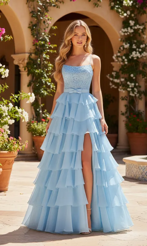 Ruffled Prom Ball Gown: PromGirl Exclusive 250202 sold by PromGirl