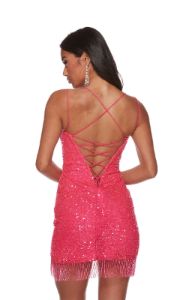 Short Sequin Homecoming Dress with Fringe 4623 sold by PromGirl