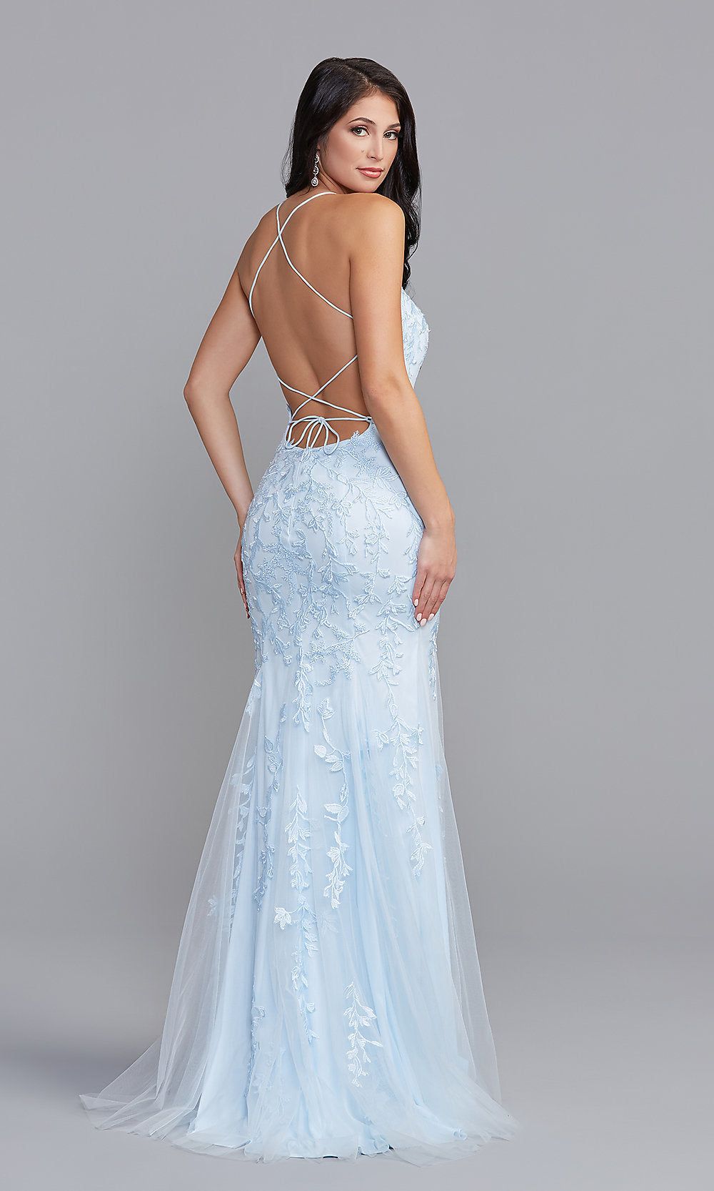 PromGirl Long Blue Prom Dress with Statement Back sold by PromGirl product image thumbnail 5