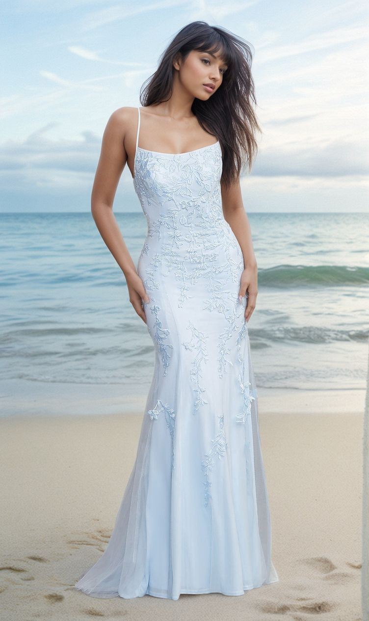 PromGirl Long Blue Prom Dress with Statement Back sold by PromGirl product image thumbnail 3