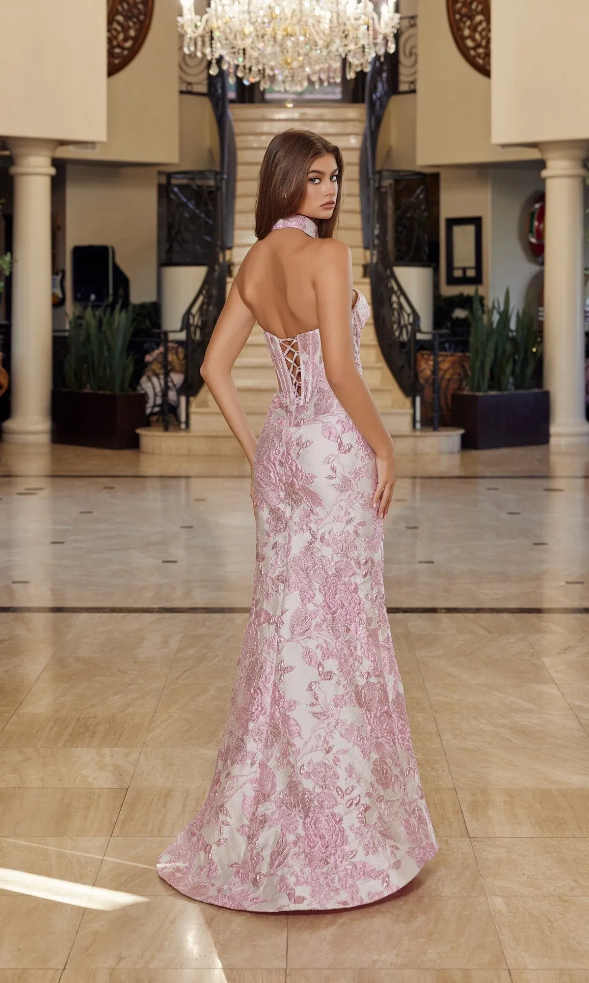 Strapless Long Brocade Prom Gown: Nox Anabel T1922 sold by PromGirl product image thumbnail 2
