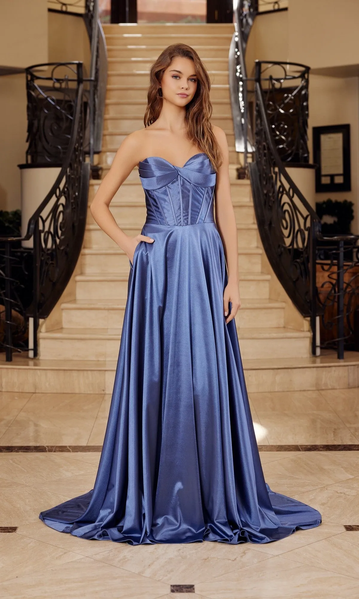 Strapless Floor-Length Prom Gown: Nox Anabel K1735 sold by PromGirl