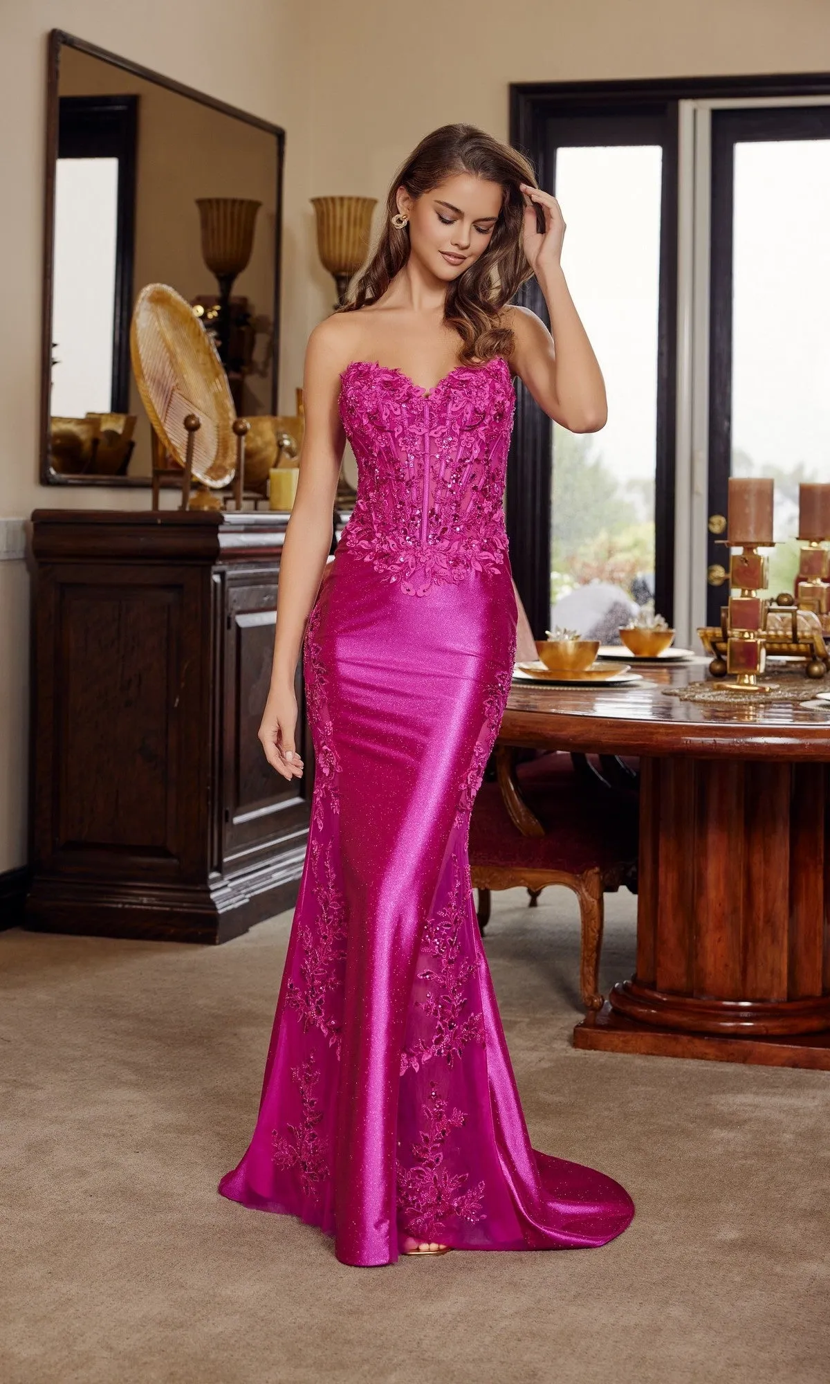 Strapless Long Corset Prom Dress: Nox Anabel E1894 sold by PromGirl product image thumbnail 3