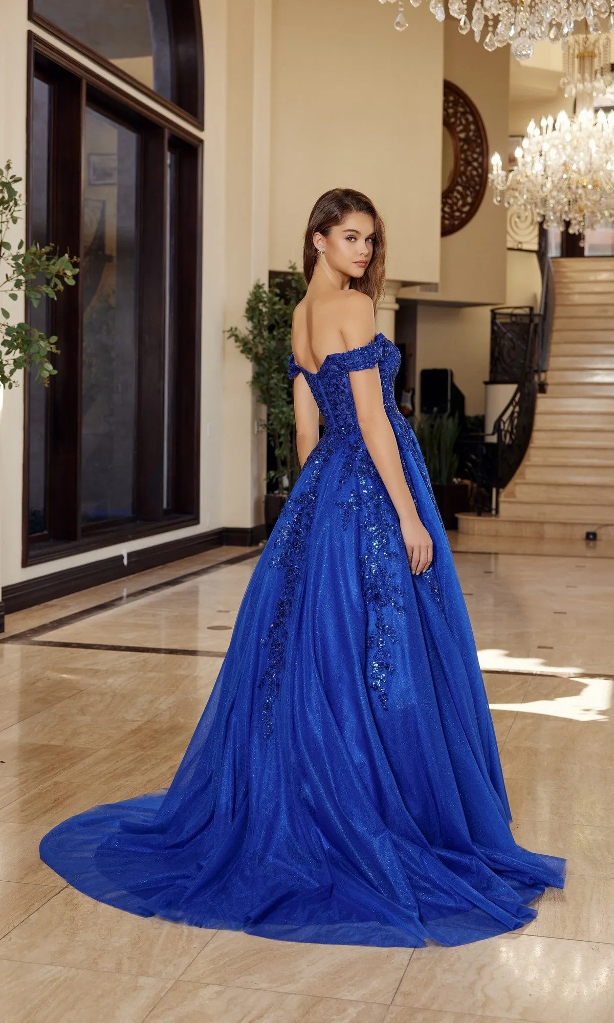Off-the-Shoulder Prom Ball Gown: Nox Anabel H1881 sold by PromGirl product image thumbnail 5