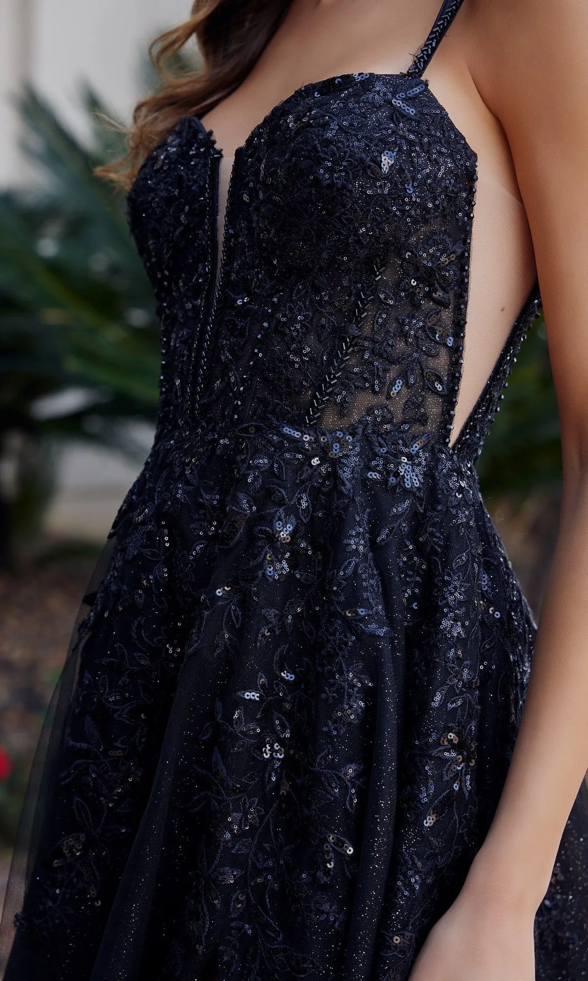 Lace-Up Long Prom Ball Gown: Nox Anabel H1885 sold by PromGirl product image thumbnail 4