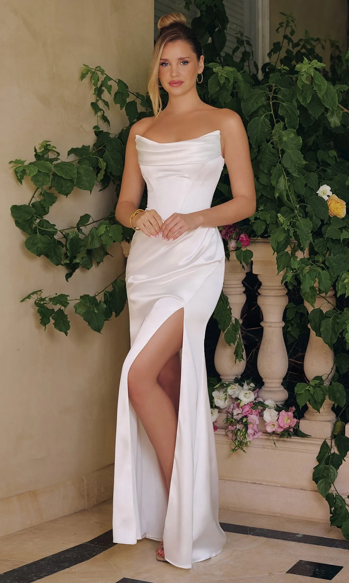 Strapless Long White Prom Dress: Amoris T820W sold by PromGirl