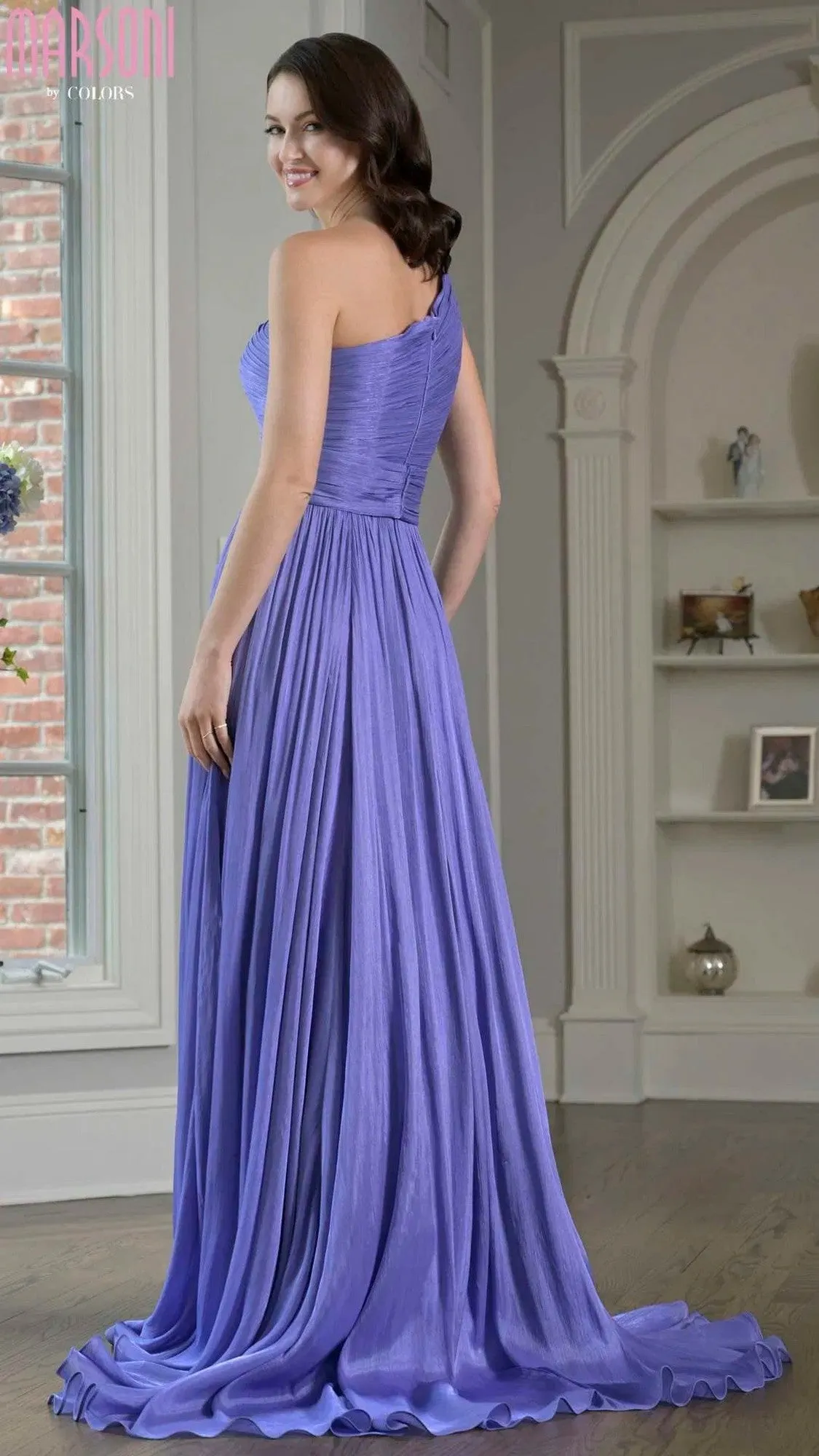 One-Shoulder Long Formal Dress: Marsoni M332 sold by PromGirl product image thumbnail 2