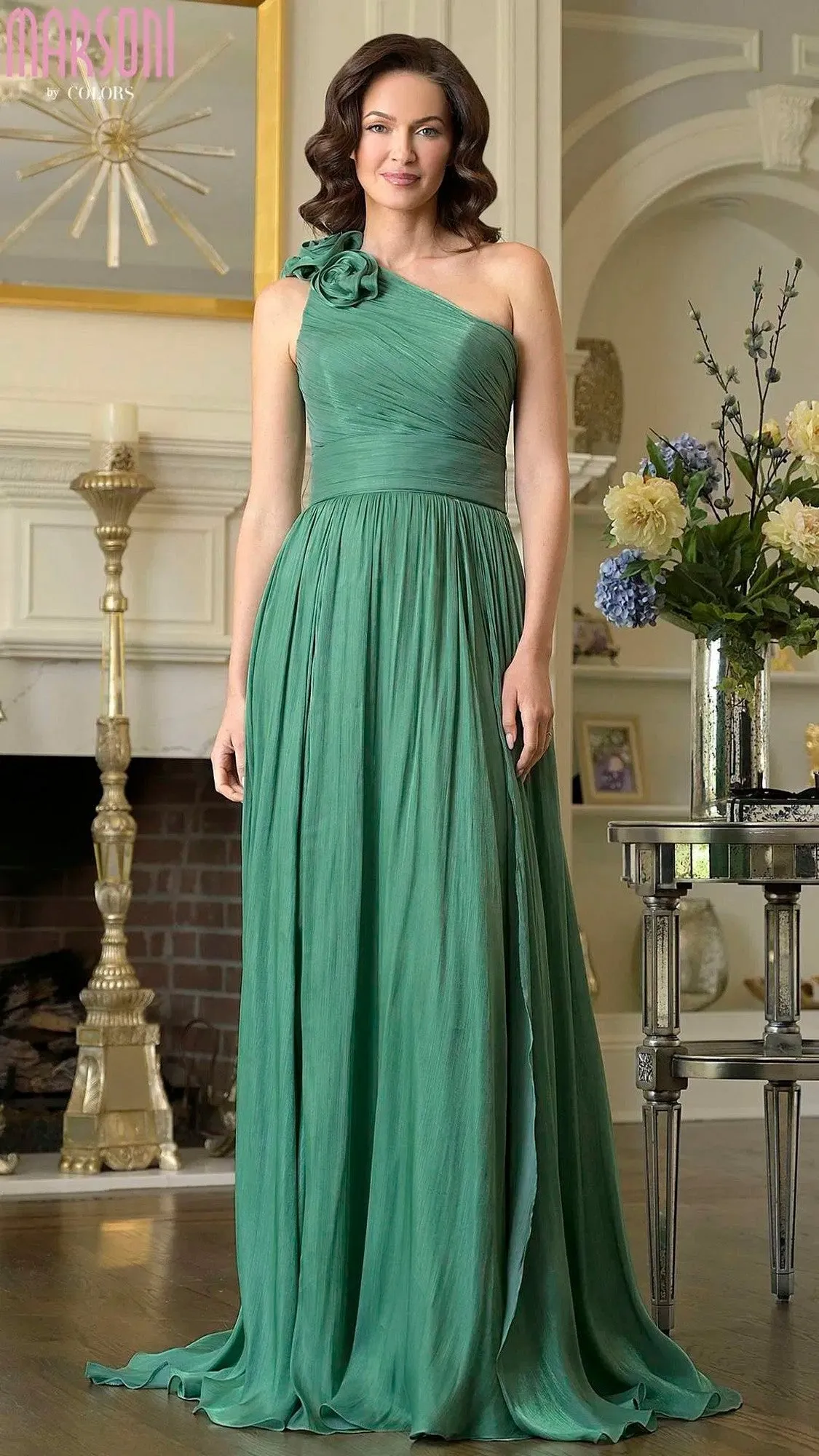 One-Shoulder Long Formal Dress: Marsoni M332 sold by PromGirl product image thumbnail 3