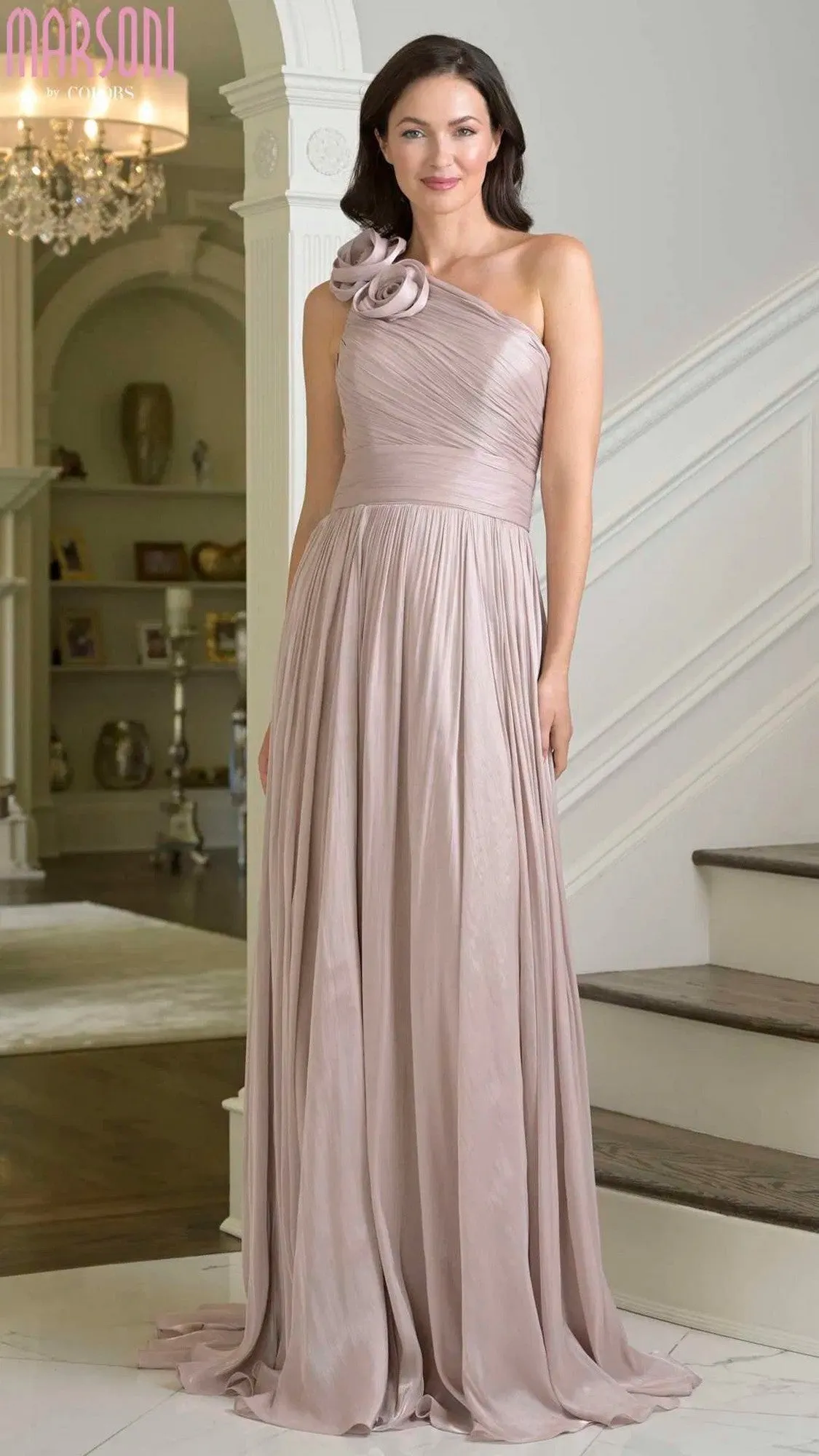 One-Shoulder Long Formal Dress: Marsoni M332 sold by PromGirl product image thumbnail 4