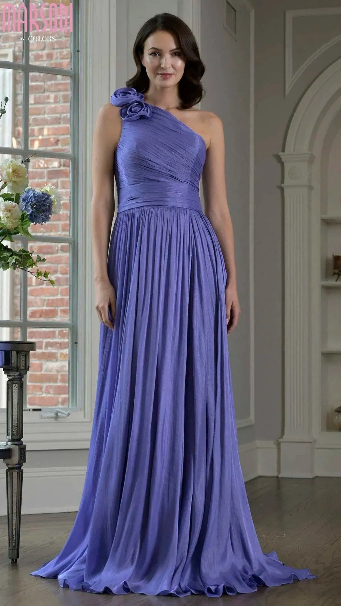 One-Shoulder Long Formal Dress: Marsoni M332 sold by PromGirl