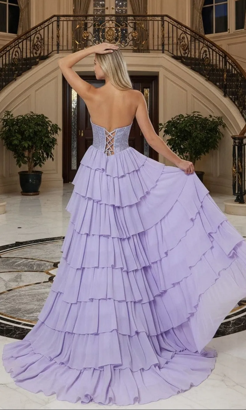 Strapless Long Ruffle Prom Dress: Poly USA 25168 sold by PromGirl product image thumbnail 2
