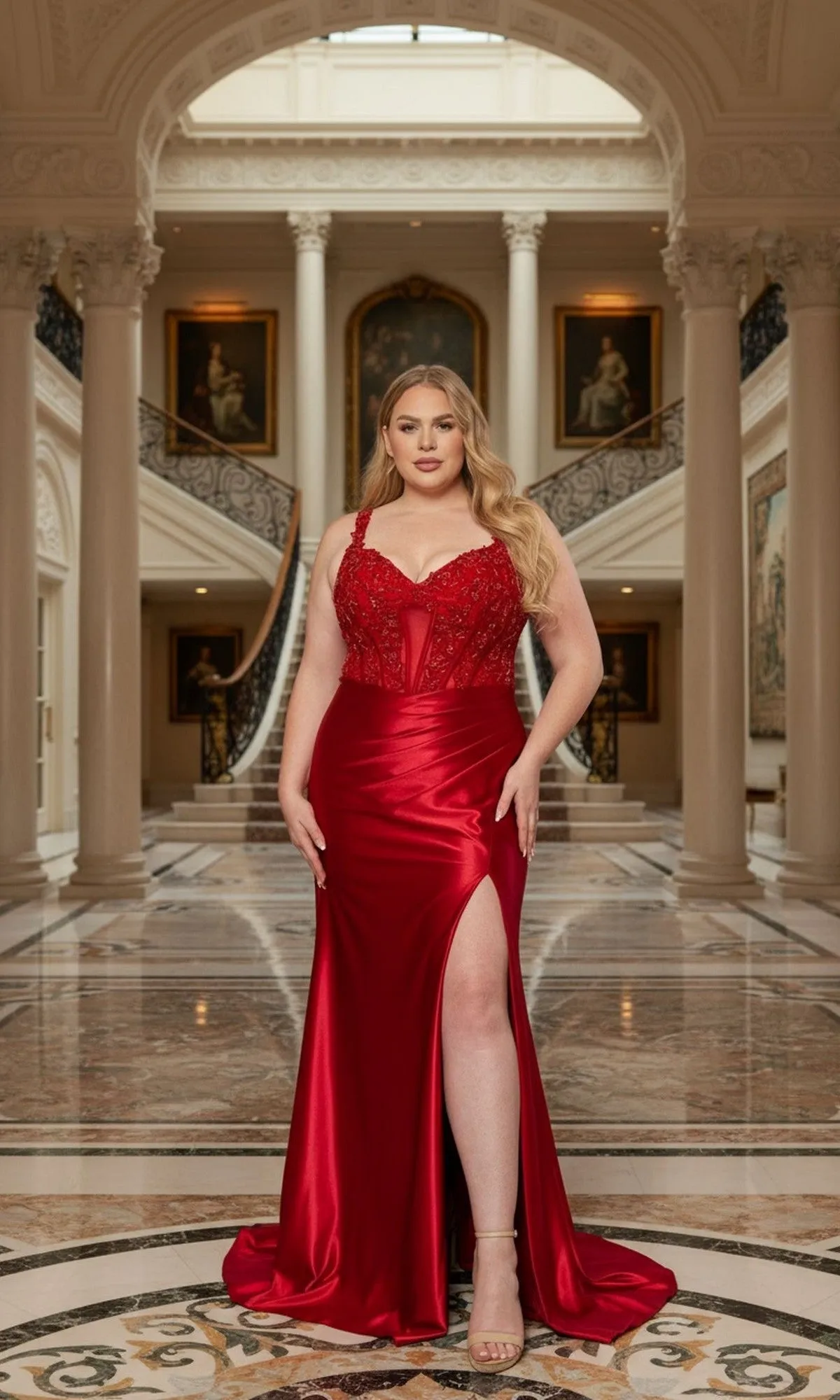 Long Plus-Size Prom Dress: Poly USA W1246 sold by PromGirl