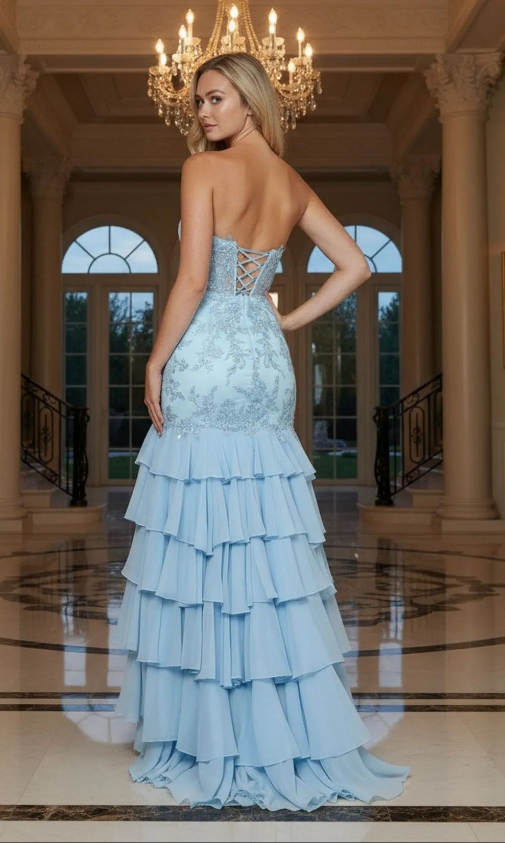 Long Prom Dress: Poly USA 25066 sold by PromGirl product image thumbnail 2