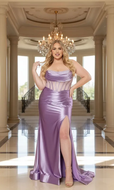 Long Plus-Size Prom Dress: Poly USA W1234 sold by PromGirl