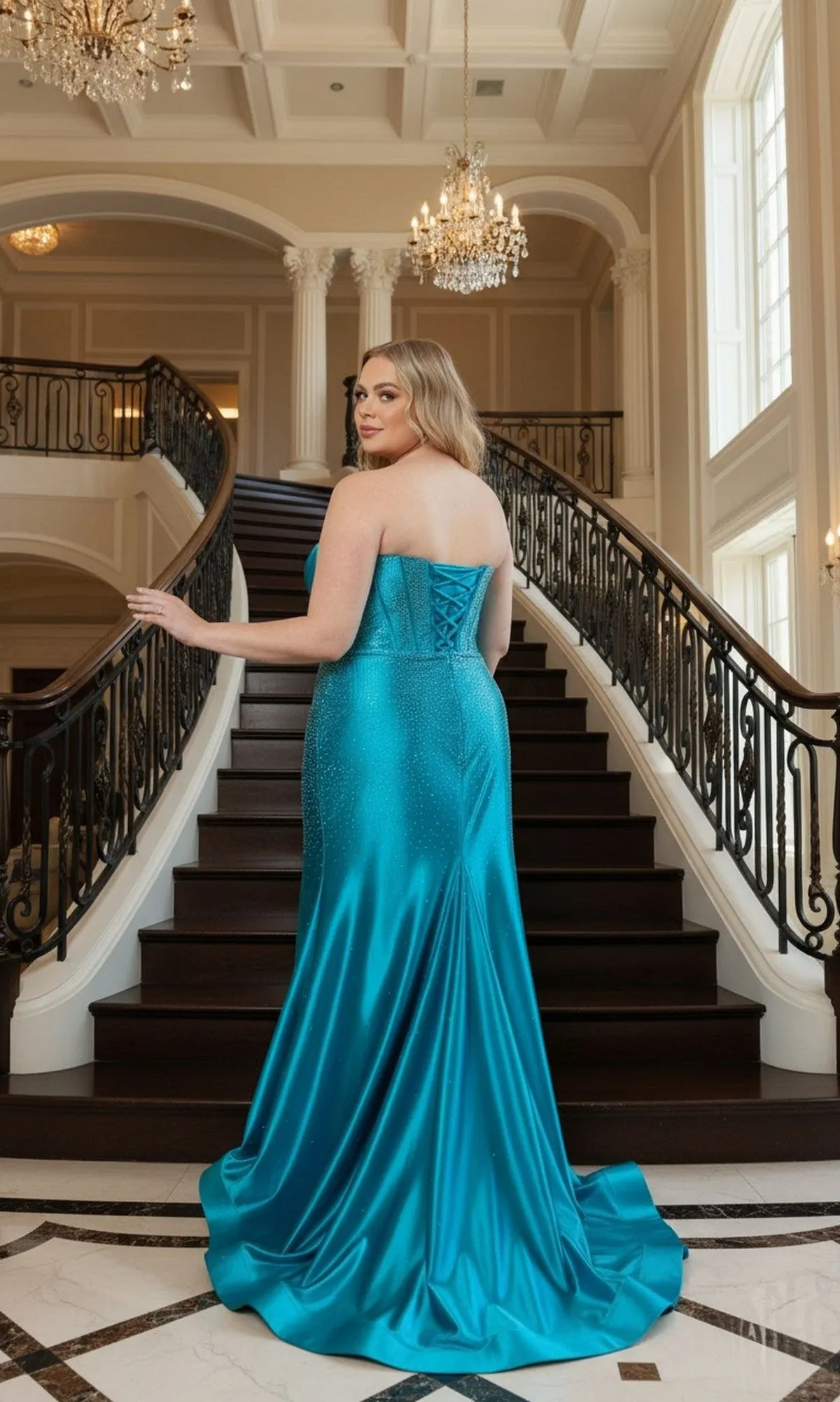 Long Plus-Size Prom Dress: Poly USA W1232 sold by PromGirl product image thumbnail 2