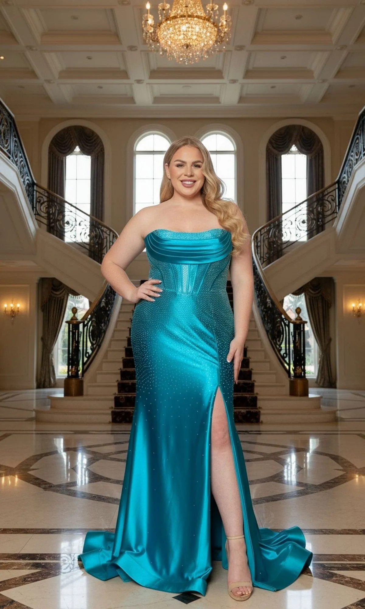 Long Plus-Size Prom Dress: Poly USA W1232 sold by PromGirl