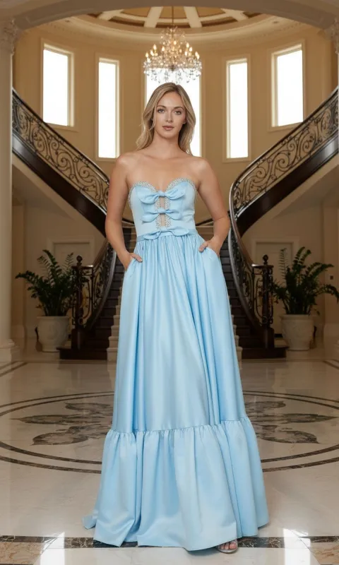 Strapless Prom Dress with Pockets: PolyUSA 25040 made by PromGirl