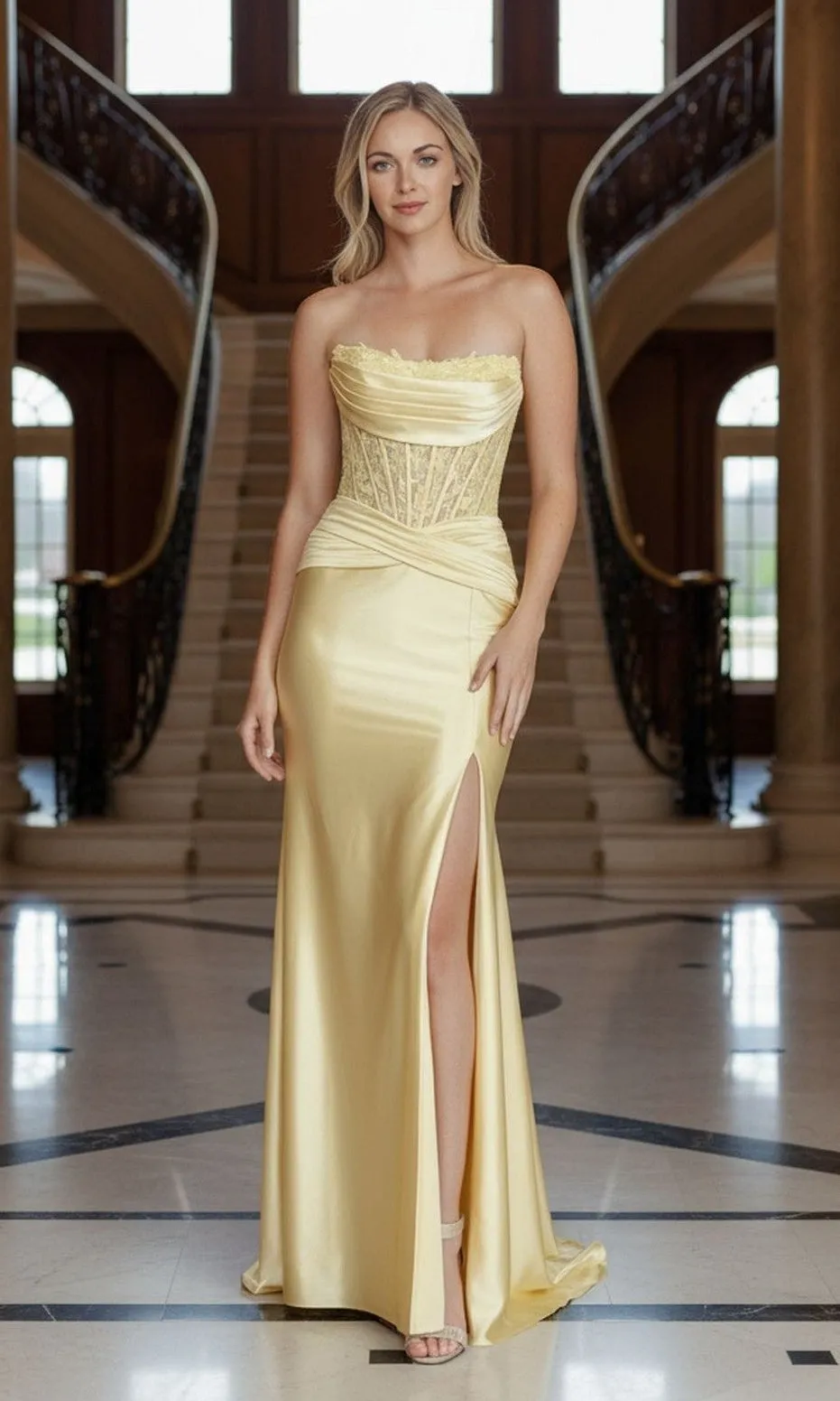 Long Prom Dress: Poly USA 25056 sold by PromGirl