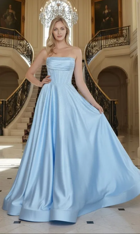 Strapless Sparkly Long Prom Dress: PolyUSA 25132 made by PromGirl