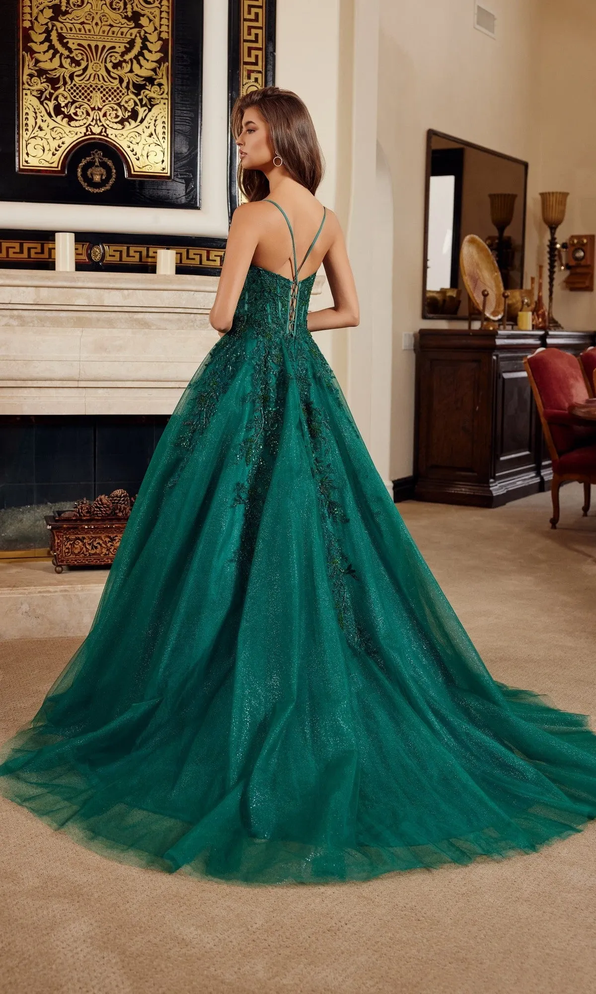 Embroidered Long Prom Ball Gown: Nox Anabel H1883 sold by PromGirl product image thumbnail 2