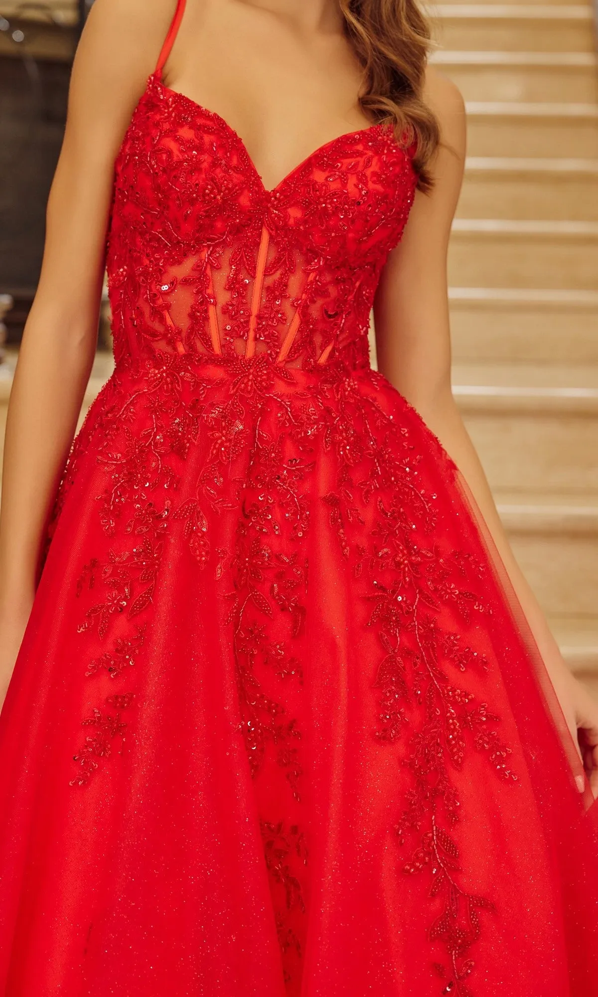 Embroidered Long Prom Ball Gown: Nox Anabel H1883 sold by PromGirl product image thumbnail 5