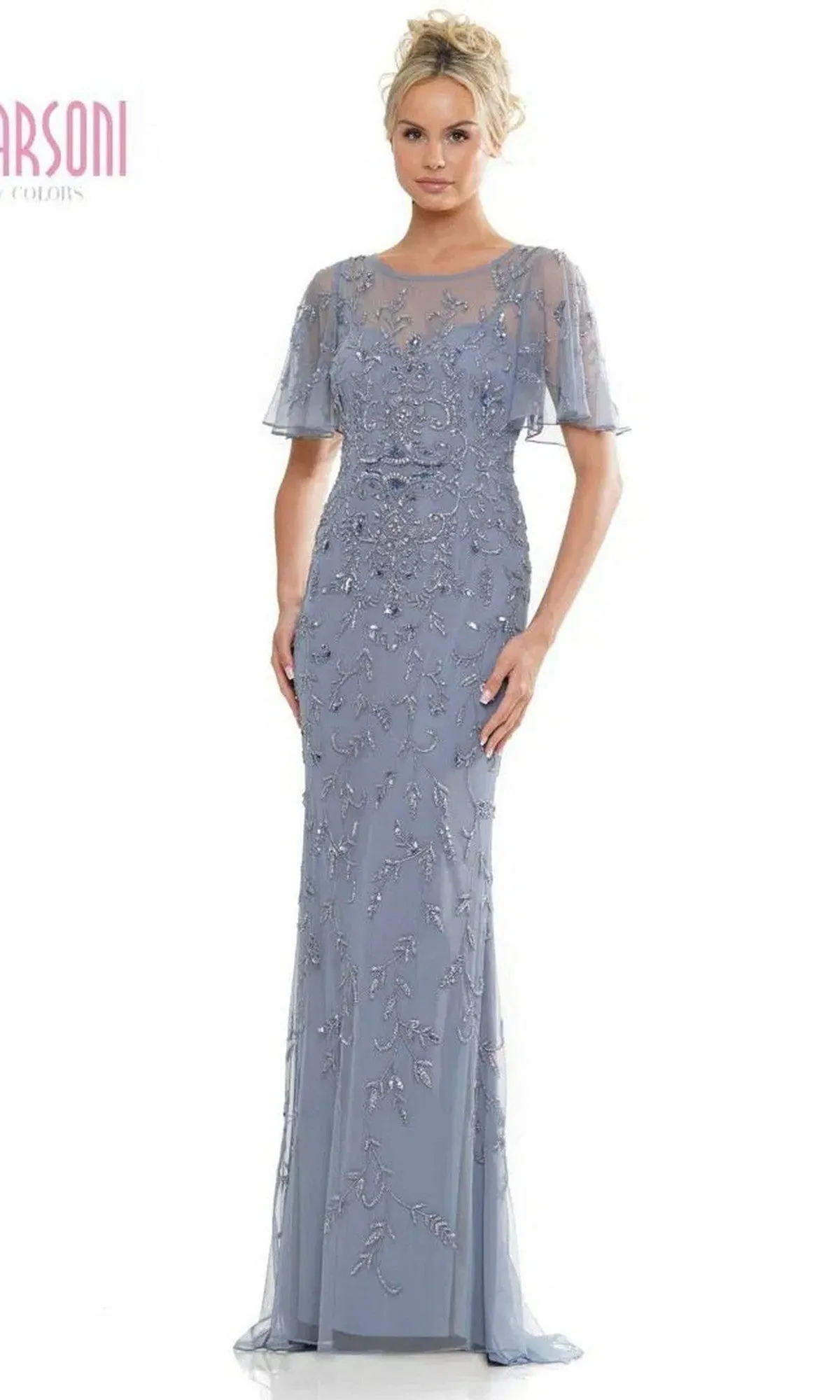 Flutter-Sleeve Long Formal Dress: Marsoni MV1281 sold by PromGirl product image thumbnail 3