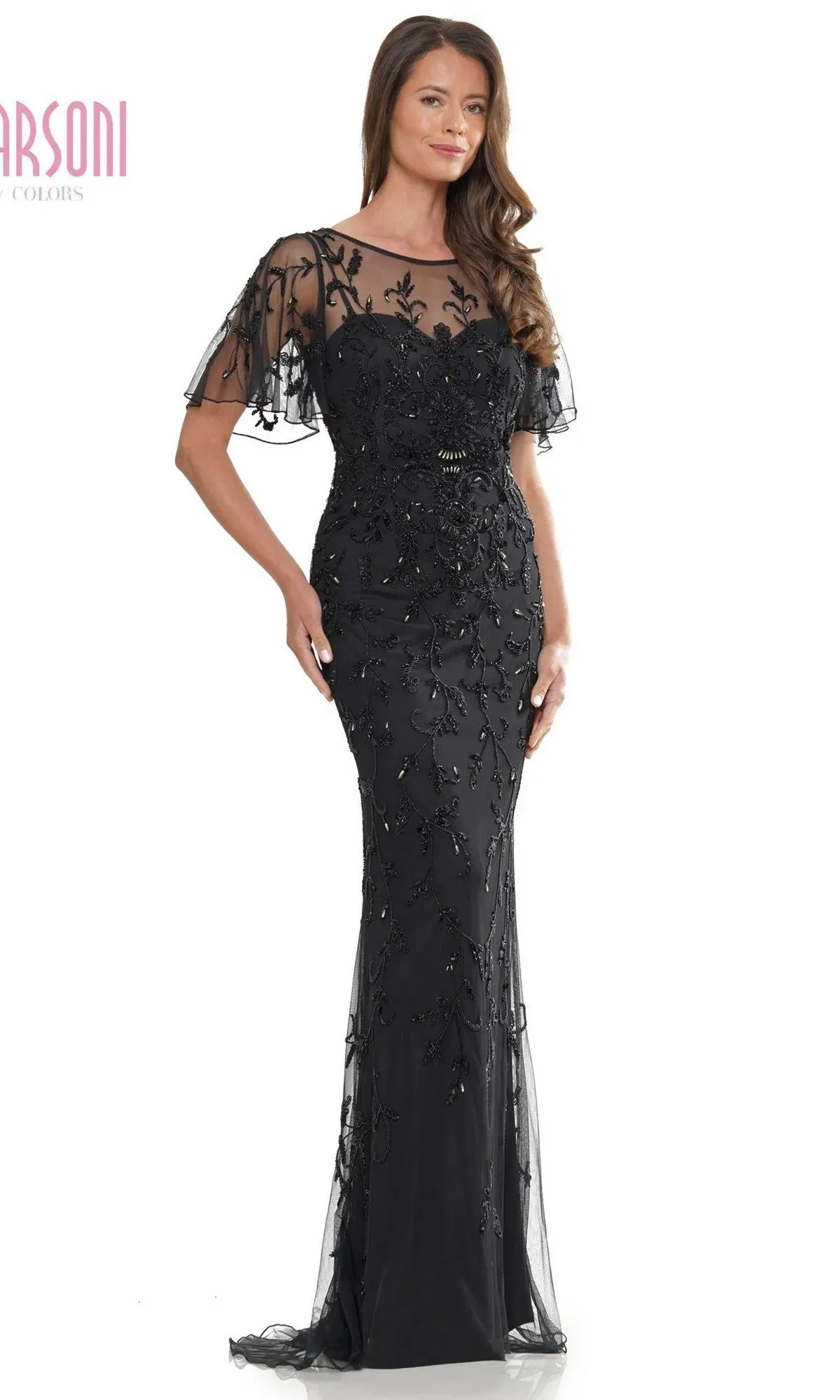 Flutter-Sleeve Long Formal Dress: Marsoni MV1281 sold by PromGirl product image thumbnail 4