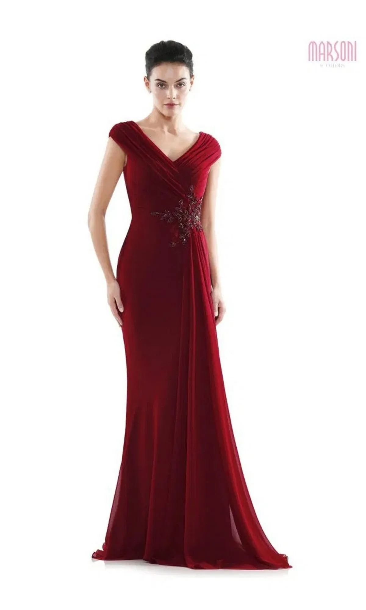 Beaded-Waist Long Formal Dress: Marsoni MV1080 sold by PromGirl product image thumbnail 5