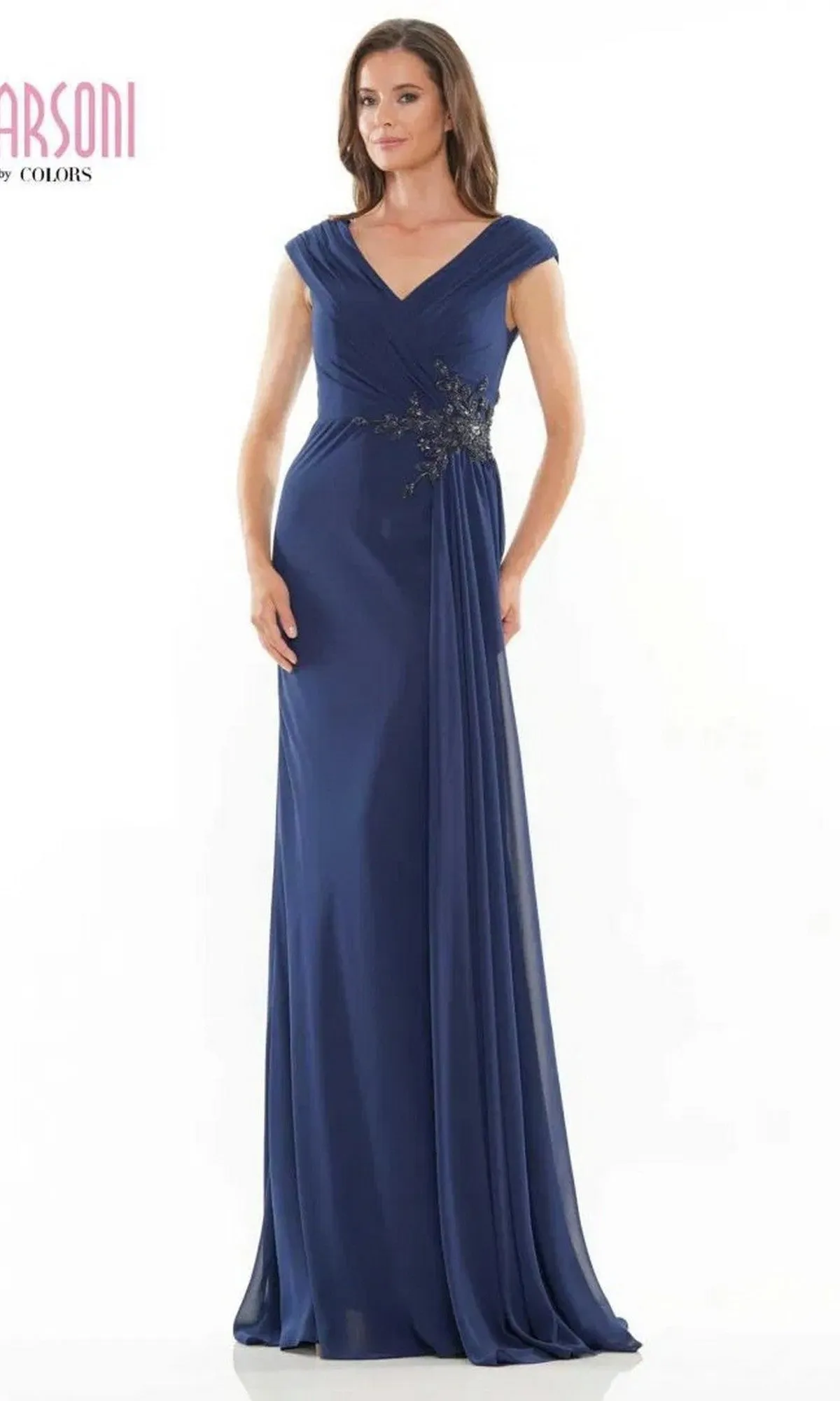 Beaded-Waist Long Formal Dress: Marsoni MV1080 sold by PromGirl product image thumbnail 4