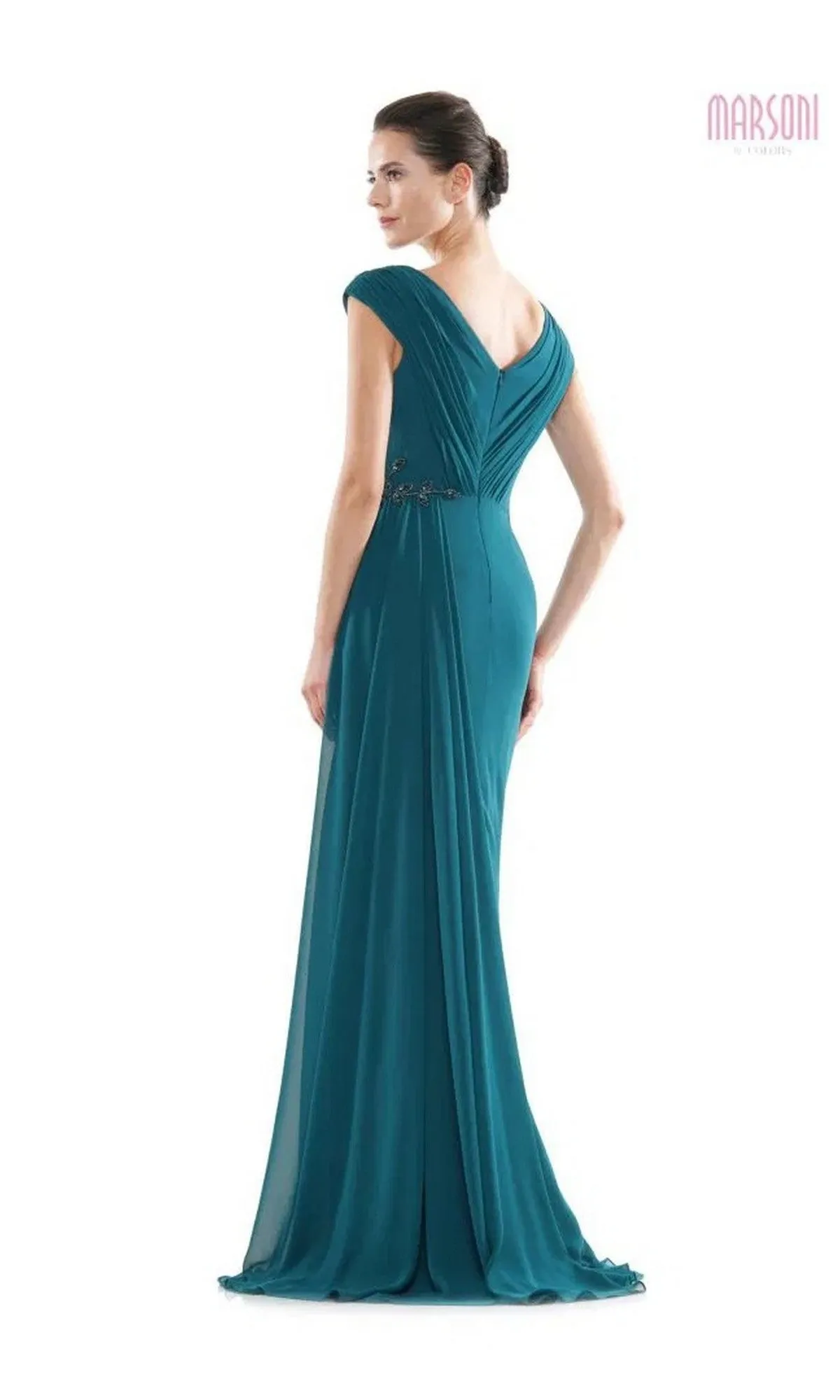 Beaded-Waist Long Formal Dress: Marsoni MV1080 sold by PromGirl product image thumbnail 2