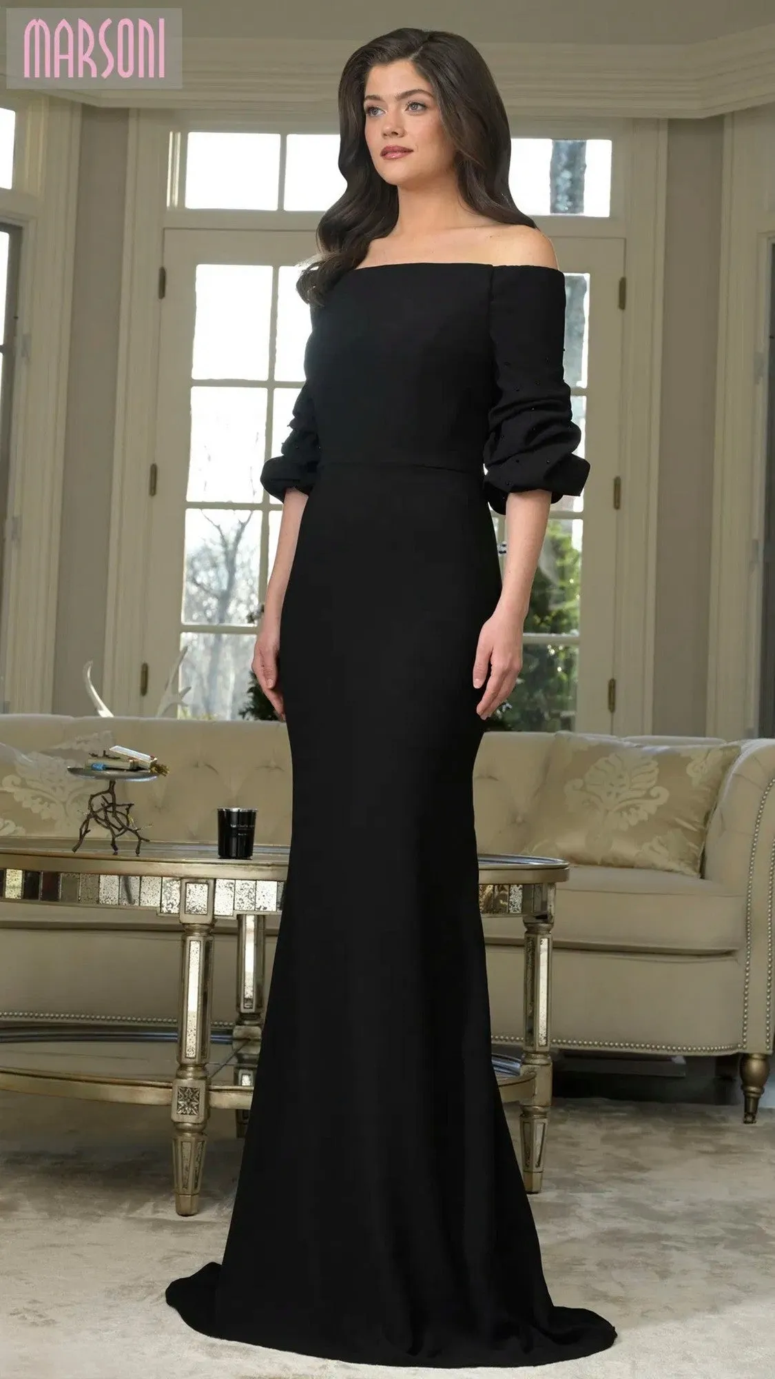 Three-Quarter-Sleeve Formal Gown: Marsoni MV1337 sold by PromGirl product image thumbnail 4