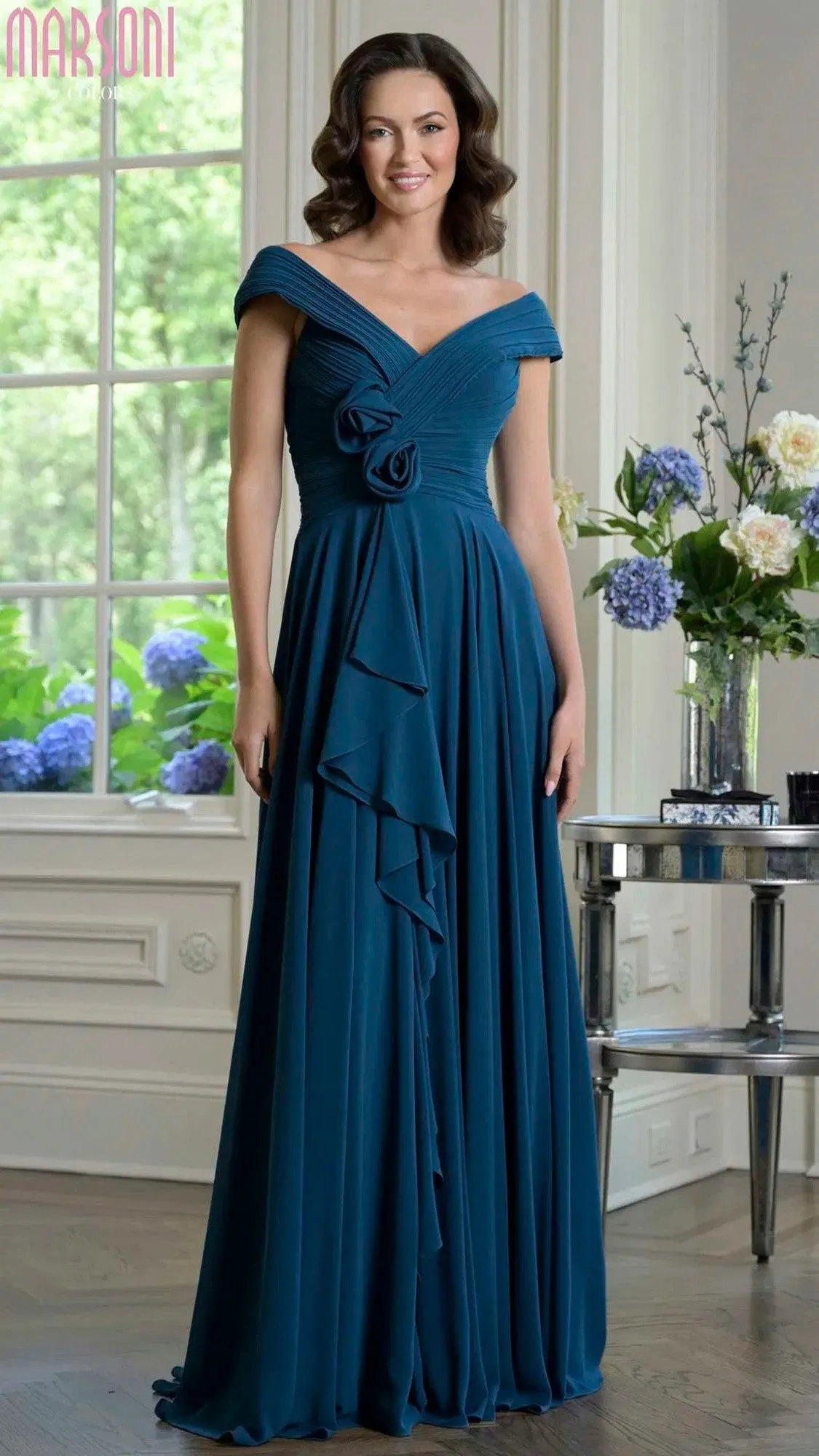 Off-the-Shoulder Long Formal Dress: Marsoni M333 sold by PromGirl