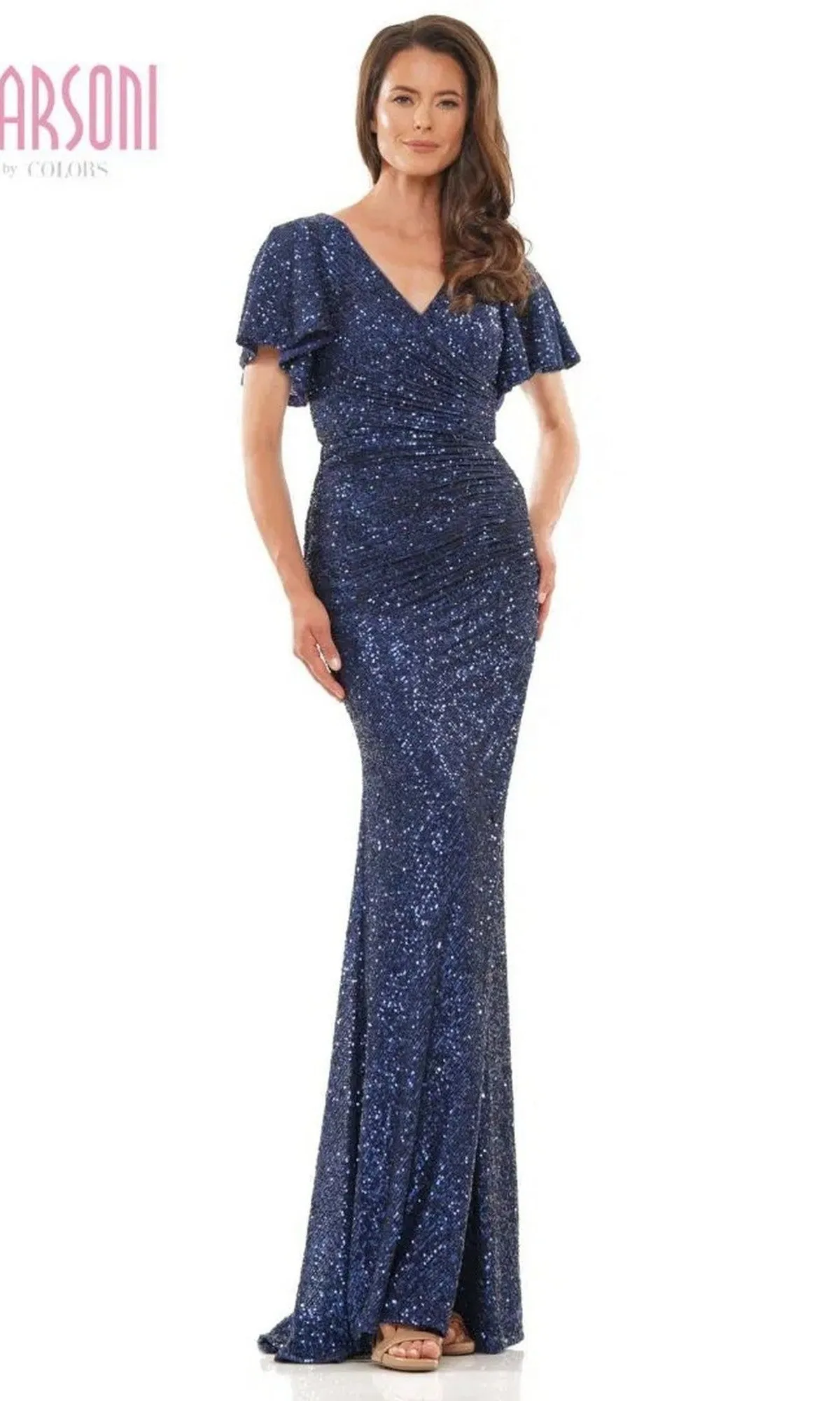 Short Sleeve Long Sequin Formal Gown: Marsoni M318 sold by PromGirl product image thumbnail 4