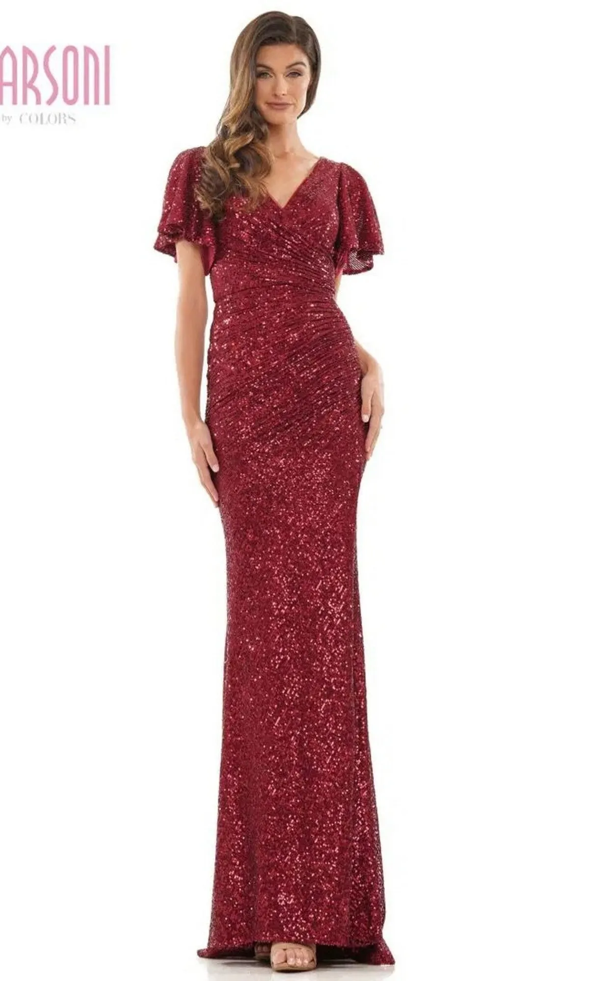 Short Sleeve Long Sequin Formal Gown: Marsoni M318 sold by PromGirl product image thumbnail 5