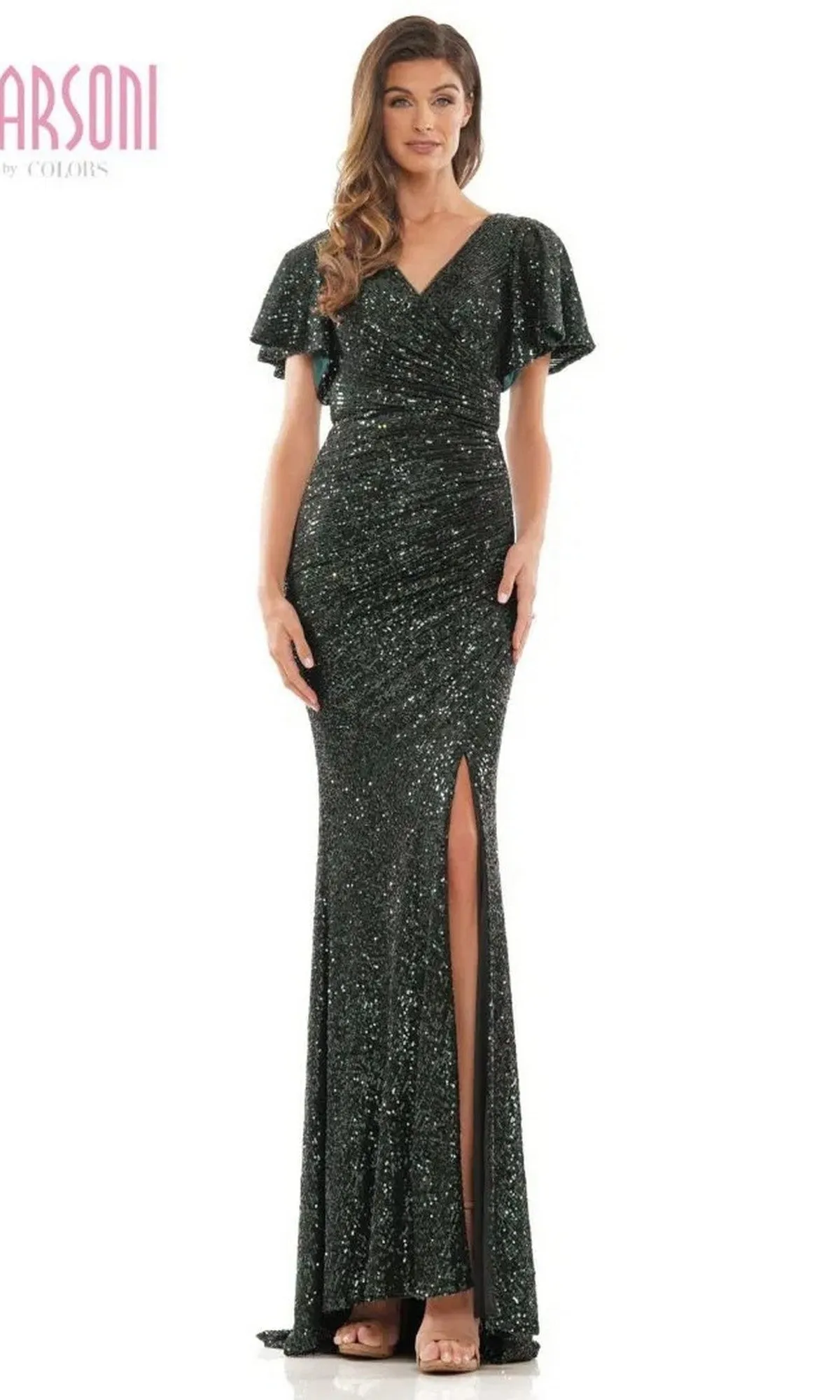 Short Sleeve Long Sequin Formal Gown: Marsoni M318 sold by PromGirl product image thumbnail 3