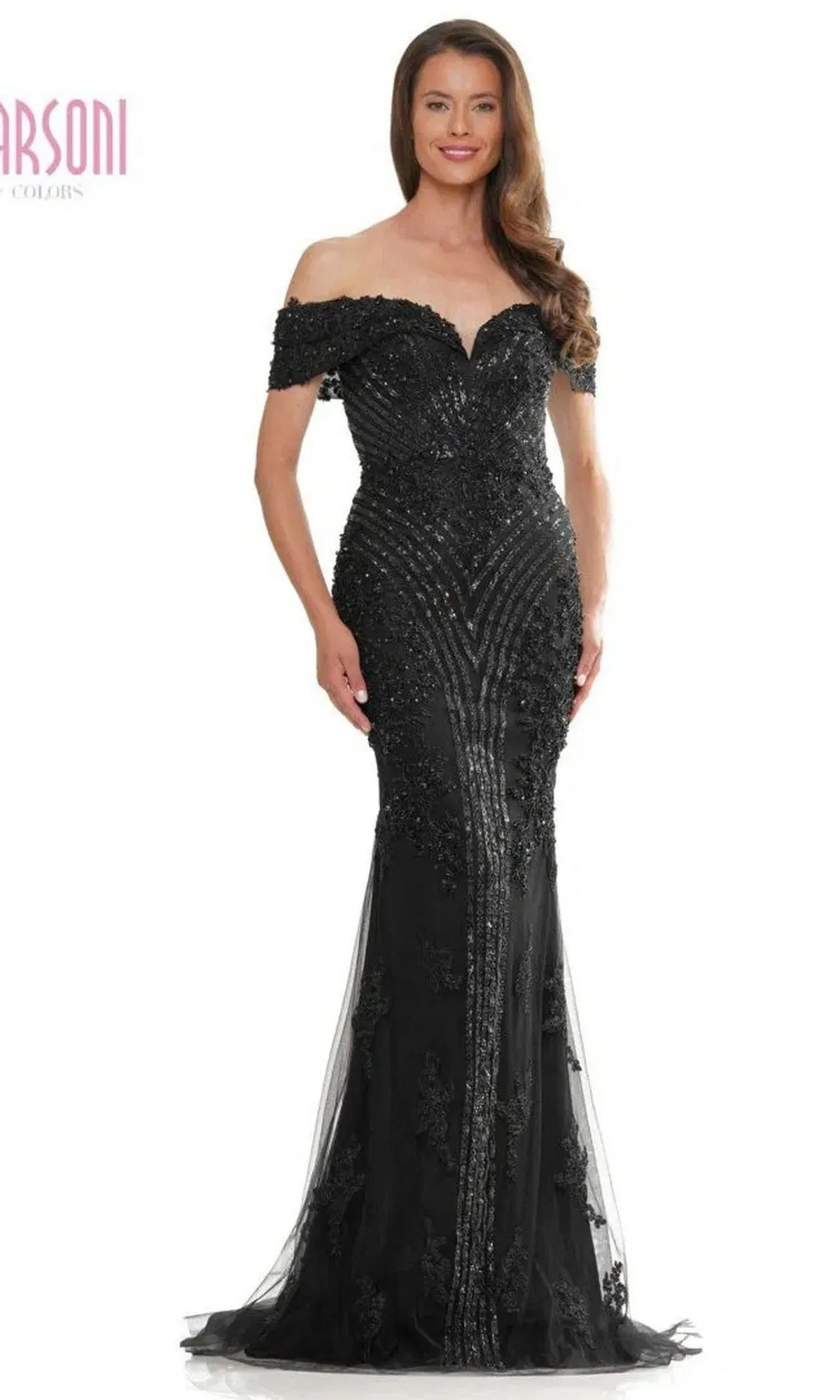 Off-Shoulder Sequin Formal Gown: Marsoni MV1275 sold by PromGirl product image thumbnail 5