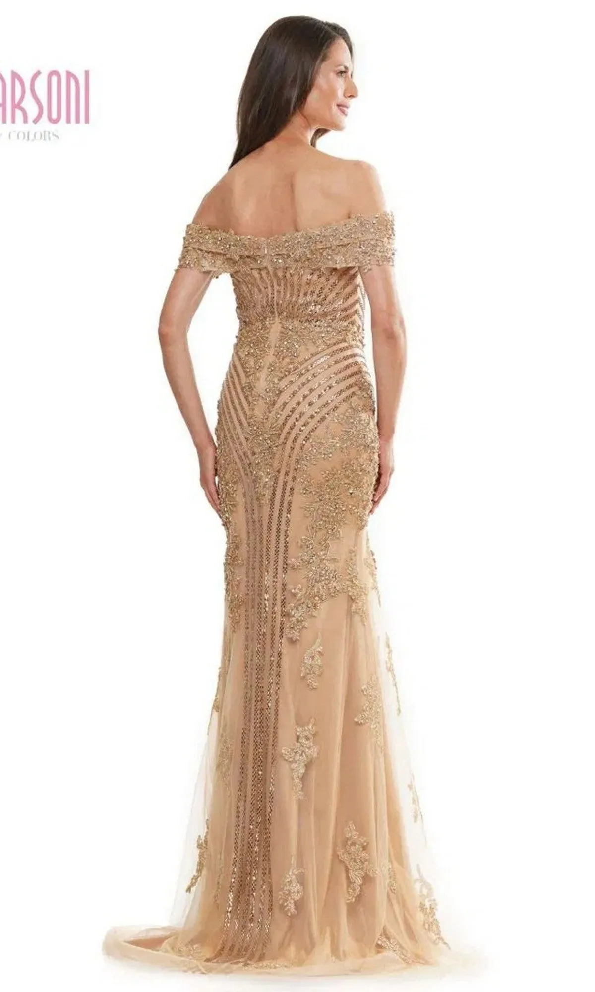 Off-Shoulder Sequin Formal Gown: Marsoni MV1275 sold by PromGirl product image thumbnail 2