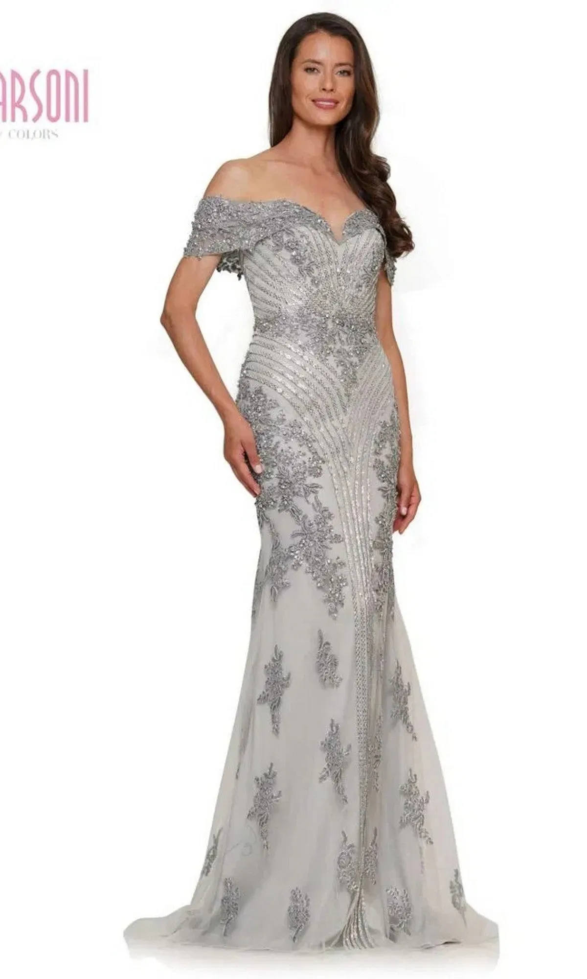 Off-Shoulder Sequin Formal Gown: Marsoni MV1275 sold by PromGirl product image thumbnail 4
