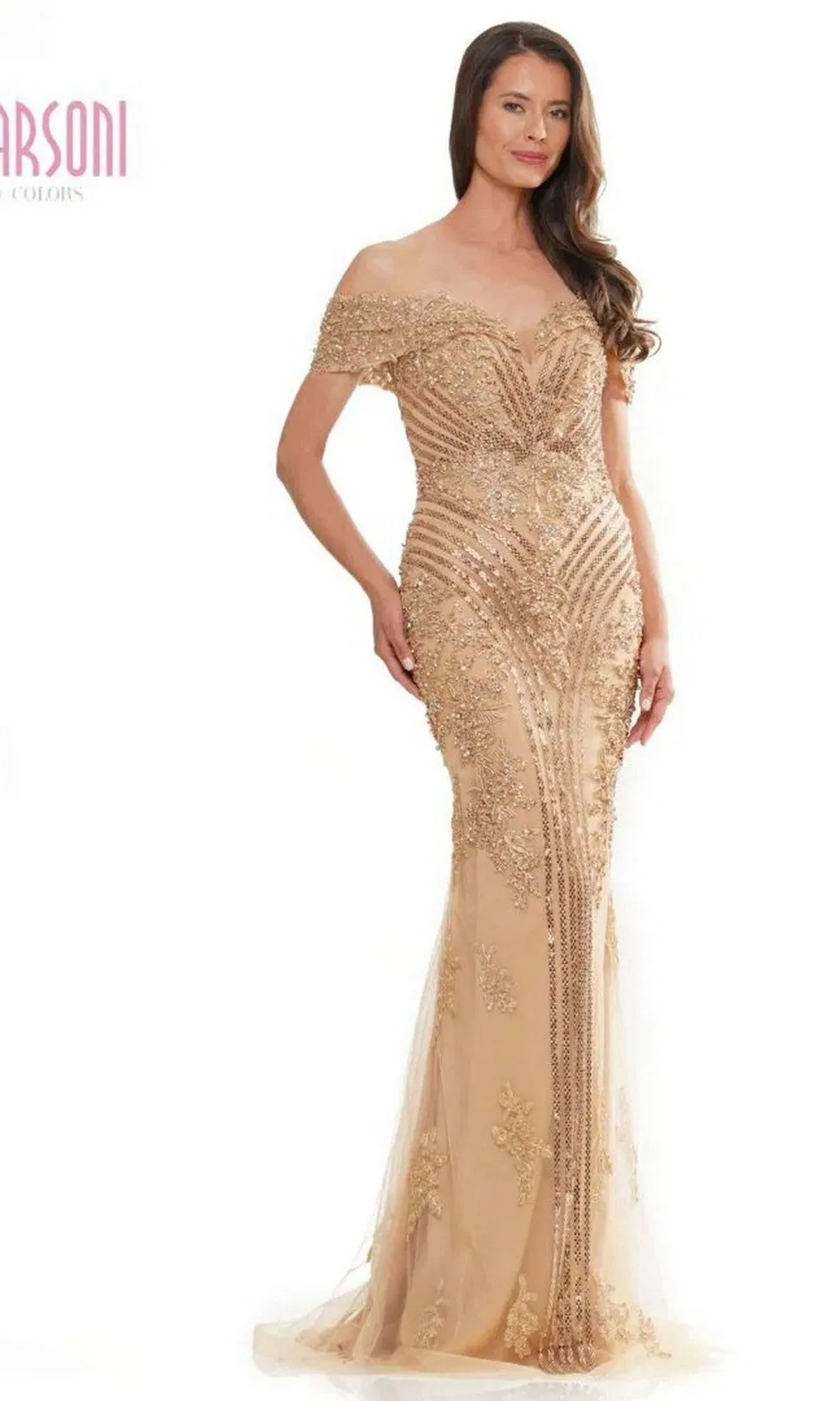 Off-Shoulder Sequin Formal Gown: Marsoni MV1275 sold by PromGirl product image thumbnail 3