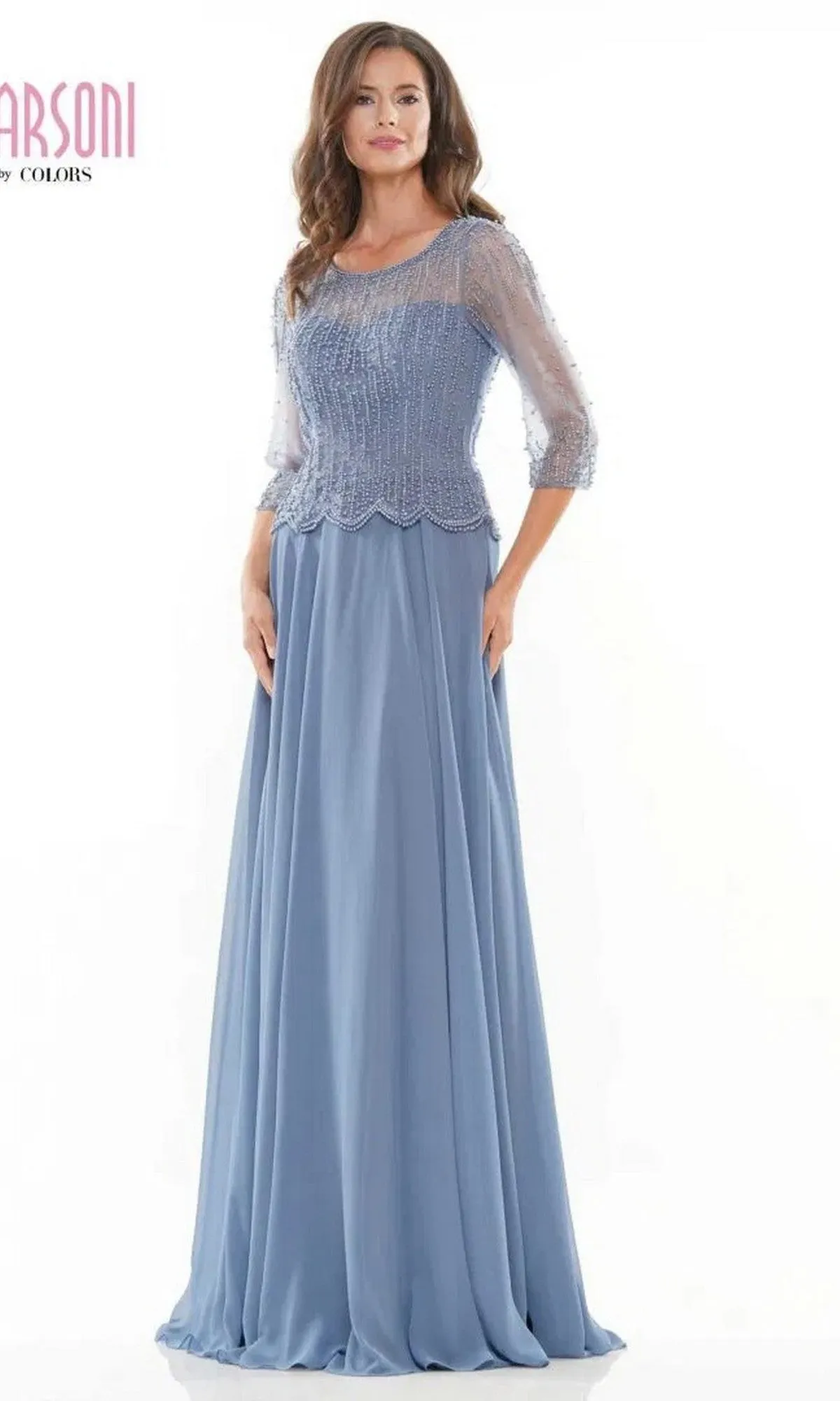 Beaded-Bodice Long Formal Dress: Colors Dress M312 sold by PromGirl product image thumbnail 4
