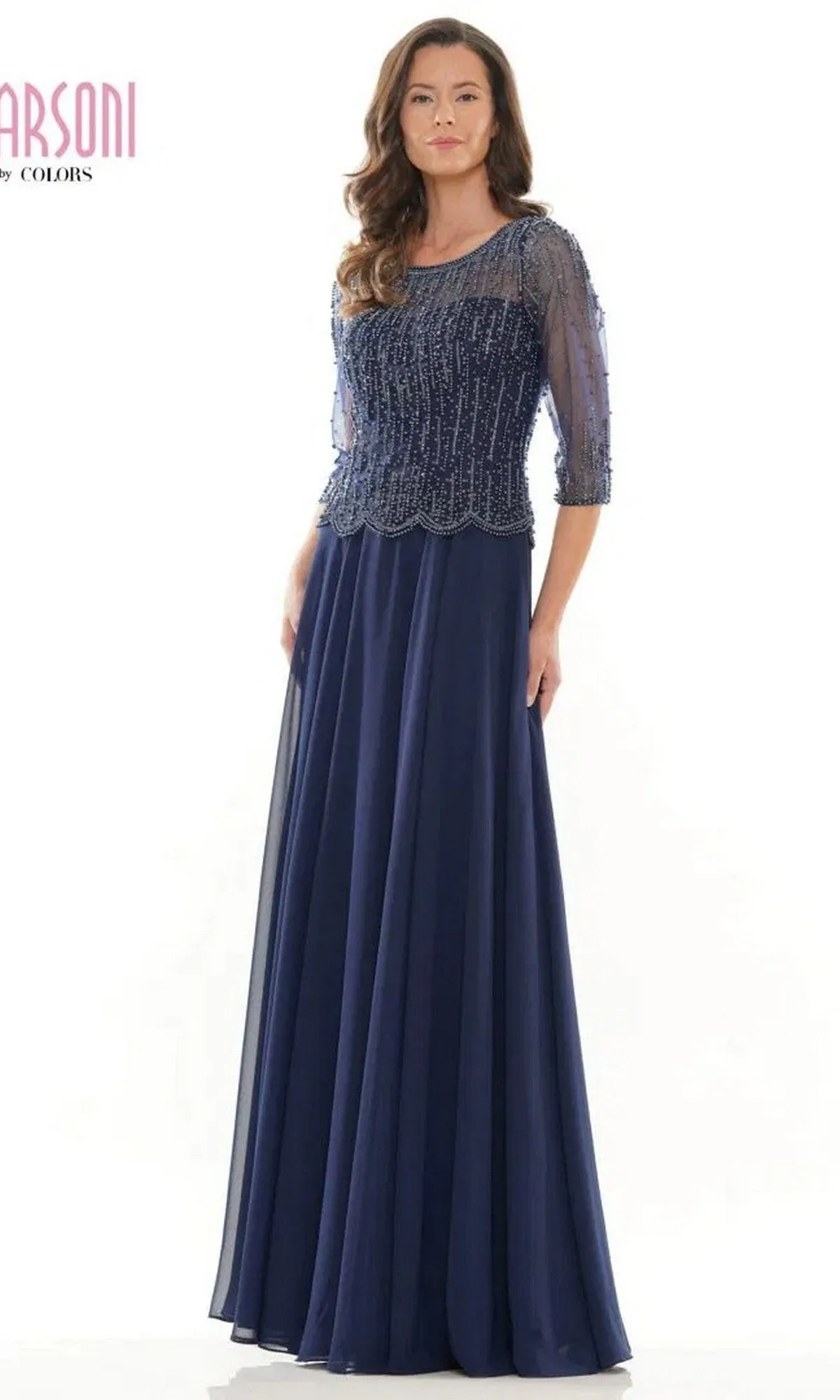 Beaded-Bodice Long Formal Dress: Colors Dress M312 sold by PromGirl product image thumbnail 3