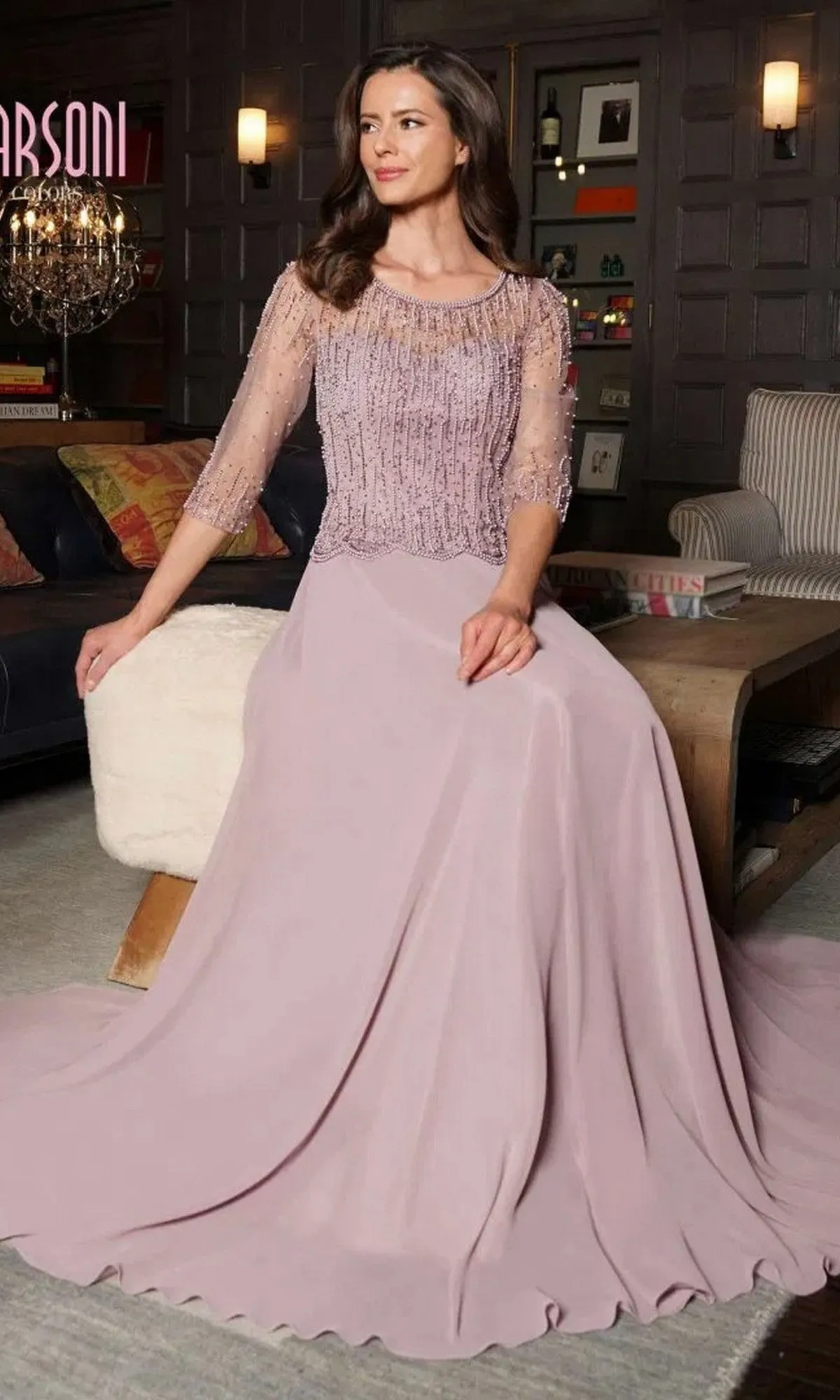Beaded-Bodice Long Formal Dress: Colors Dress M312 sold by PromGirl