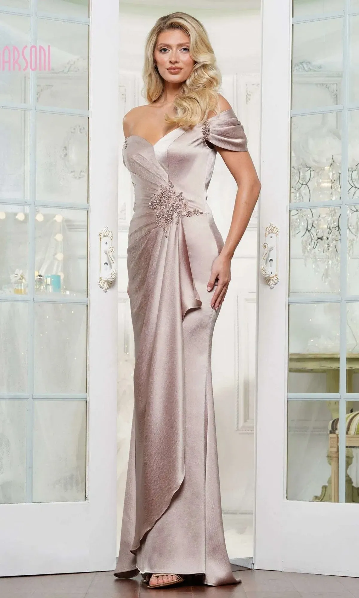 Off-Shoulder Long Formal Dress: Marsoni MV1351 sold by PromGirl product image thumbnail 3